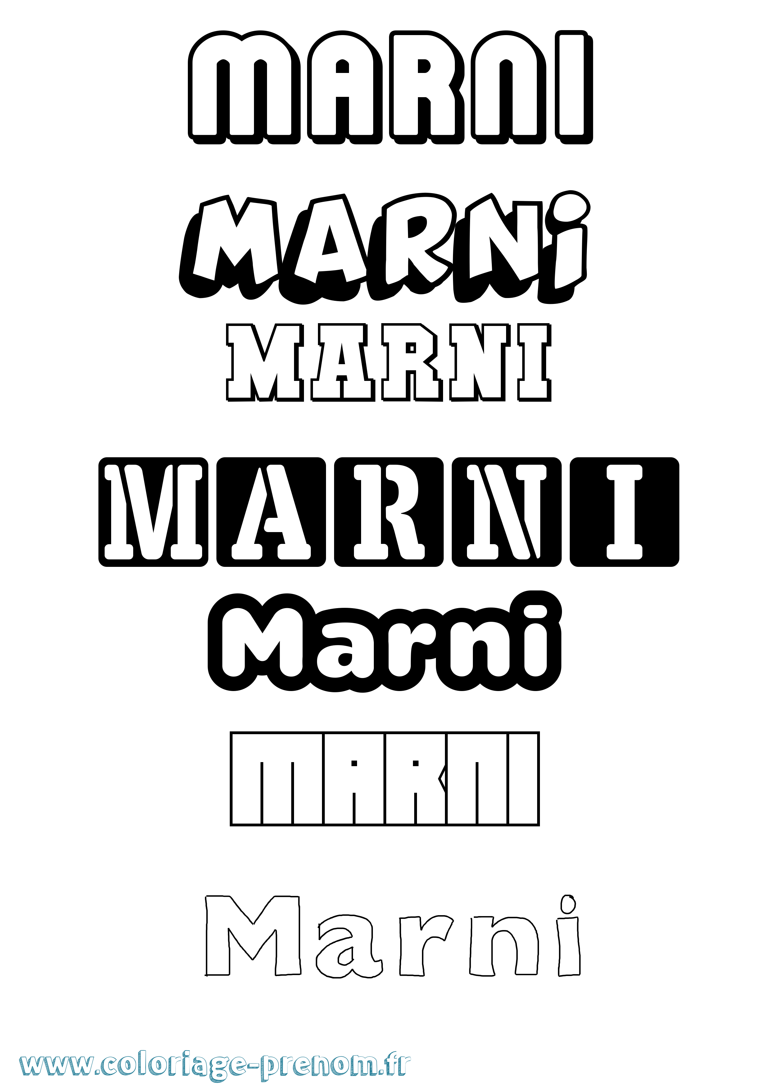 Coloriage prénom Marni Simple