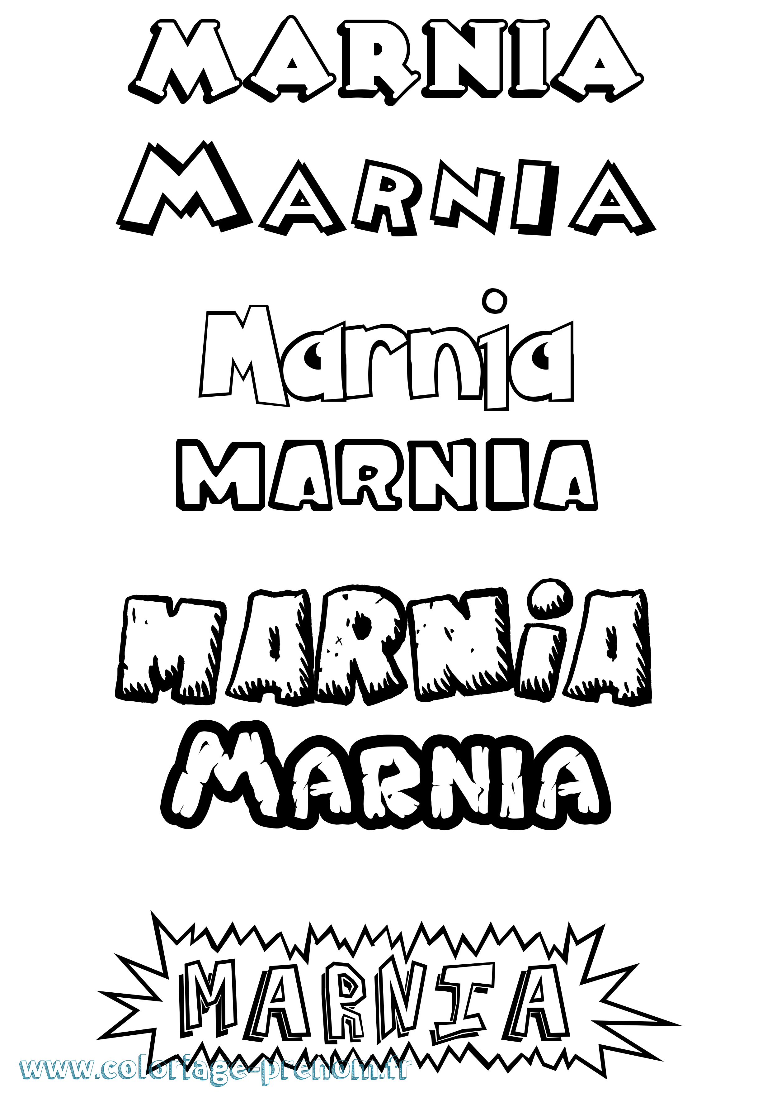 Coloriage prénom Marnia Dessin Animé