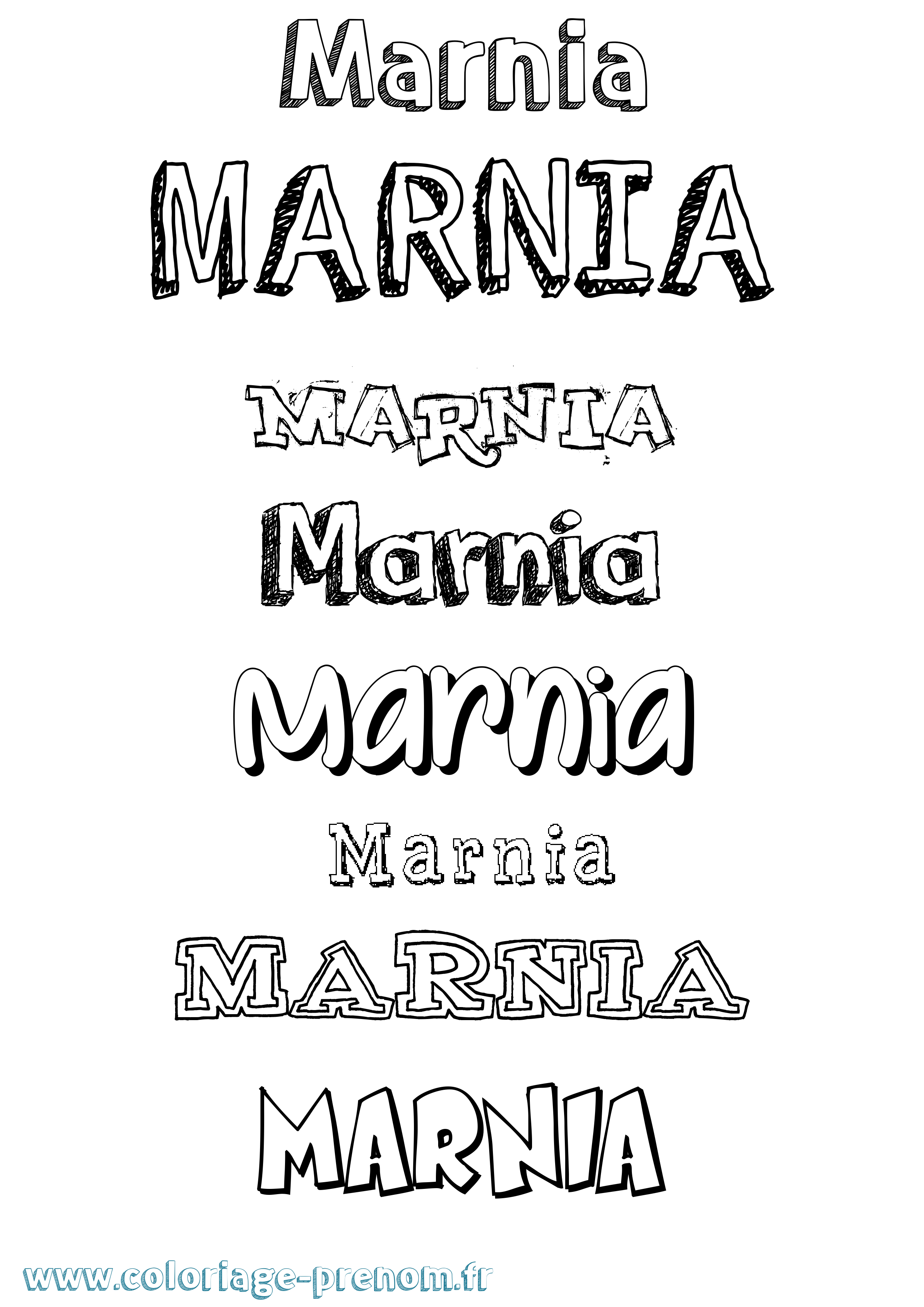 Coloriage prénom Marnia Dessiné
