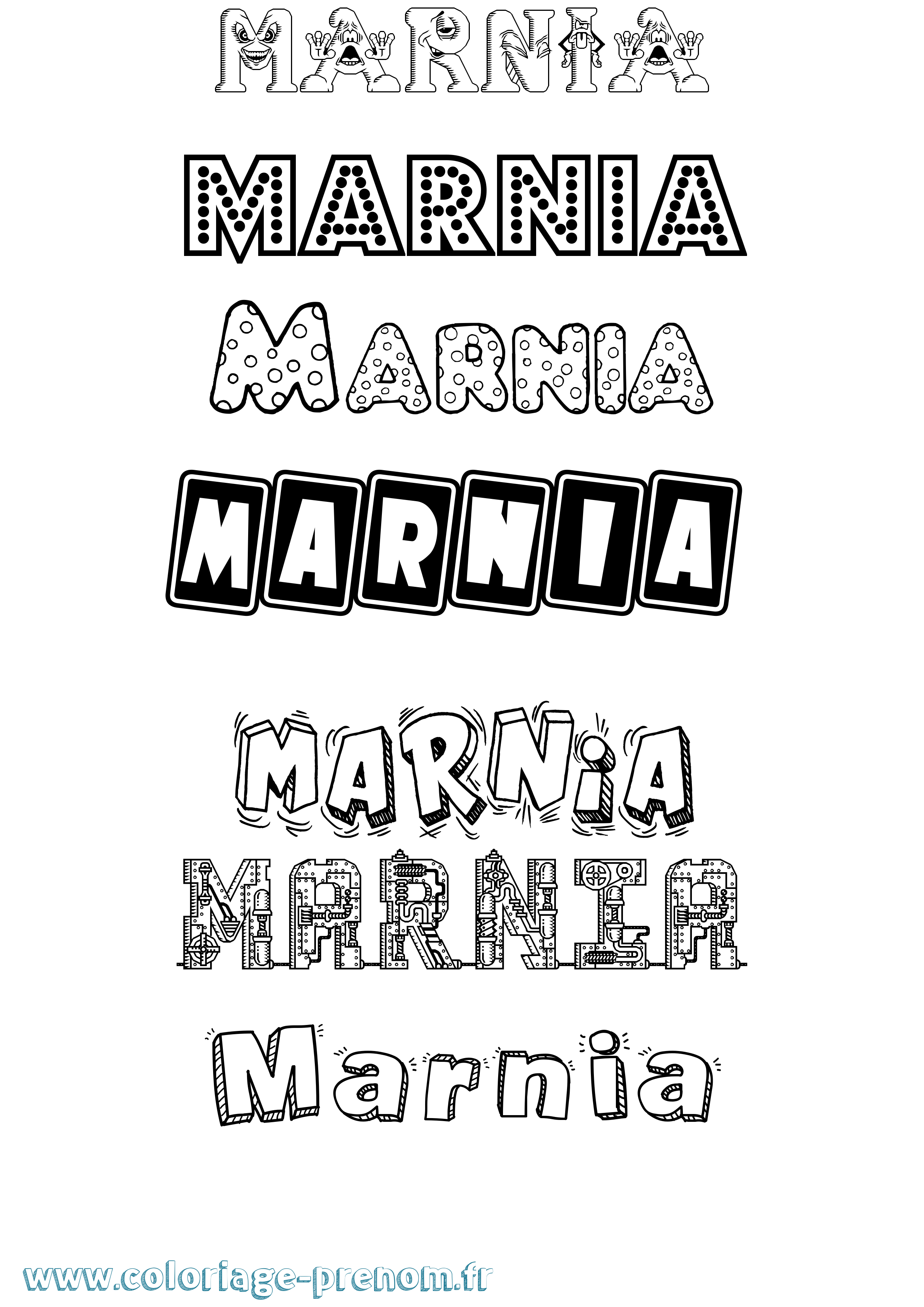 Coloriage prénom Marnia Fun