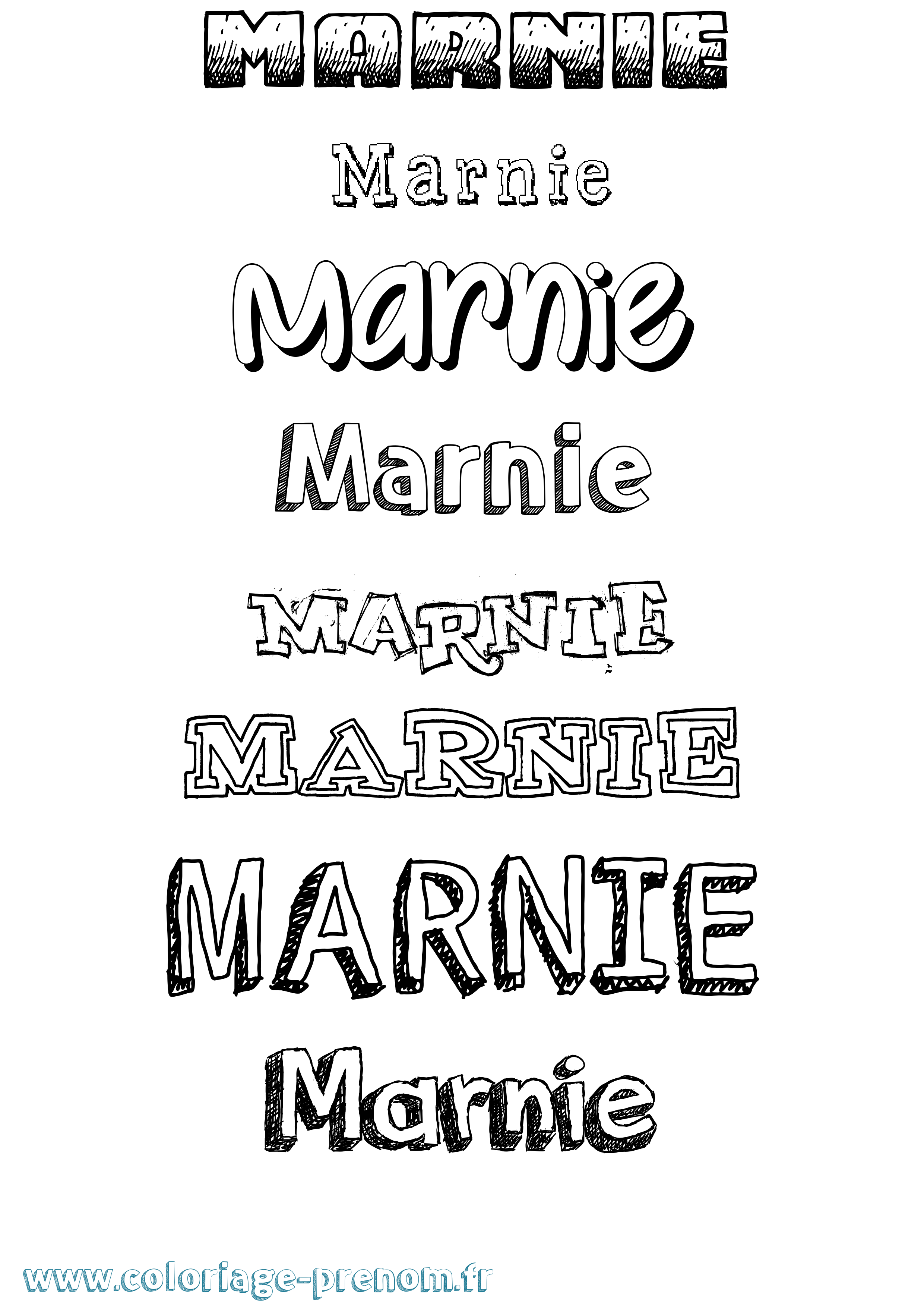 Coloriage prénom Marnie Dessiné