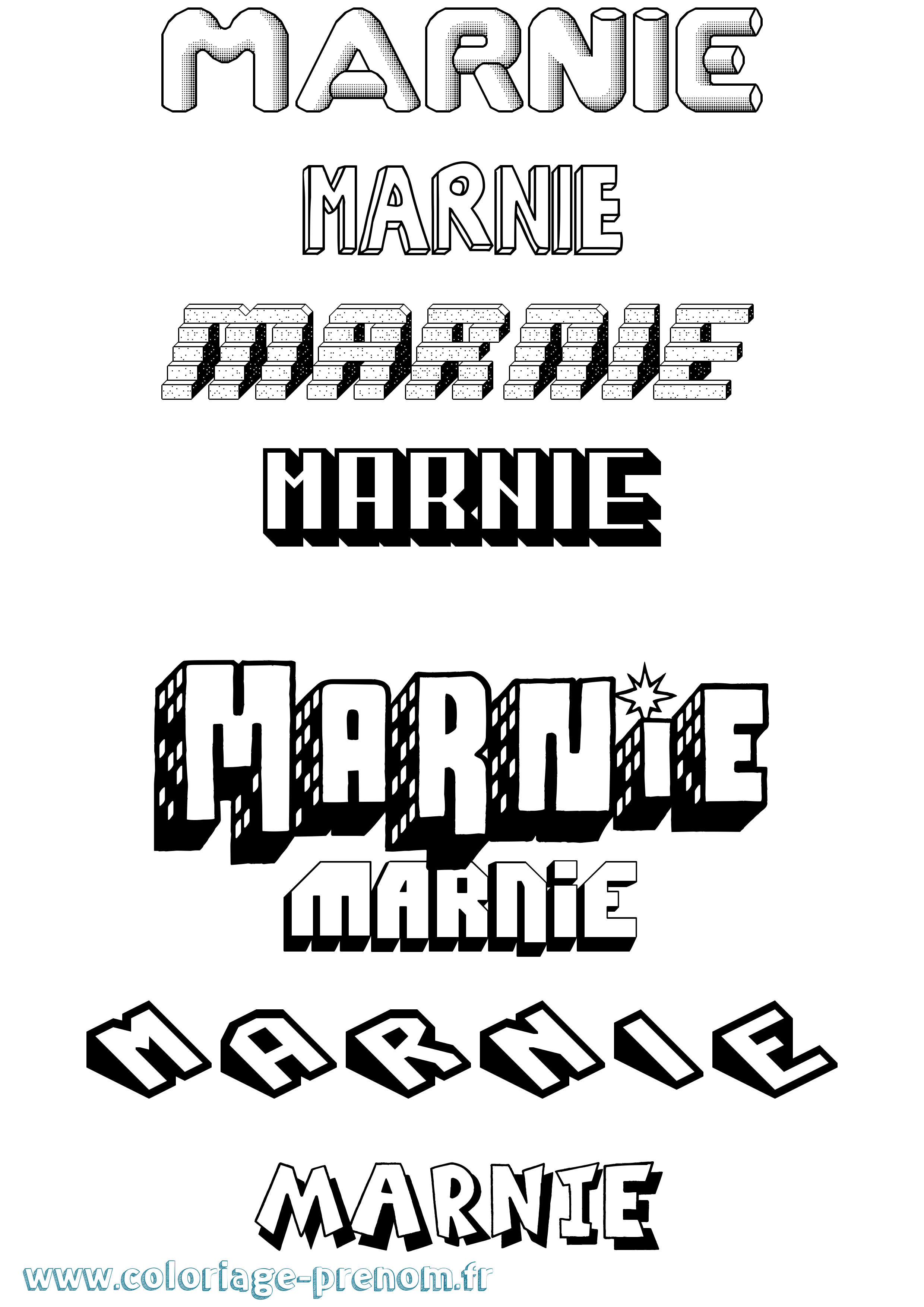 Coloriage prénom Marnie Effet 3D