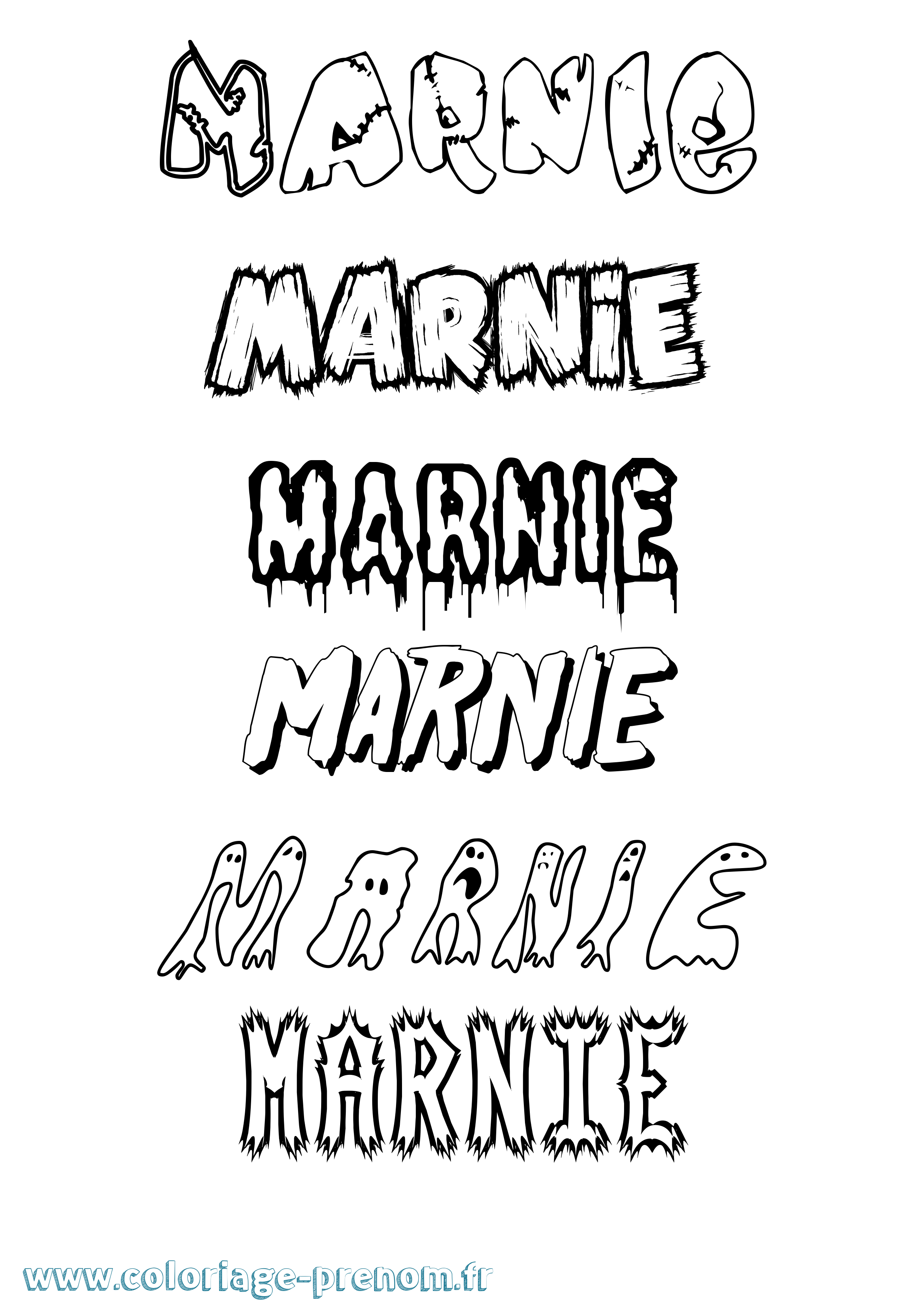 Coloriage prénom Marnie Frisson