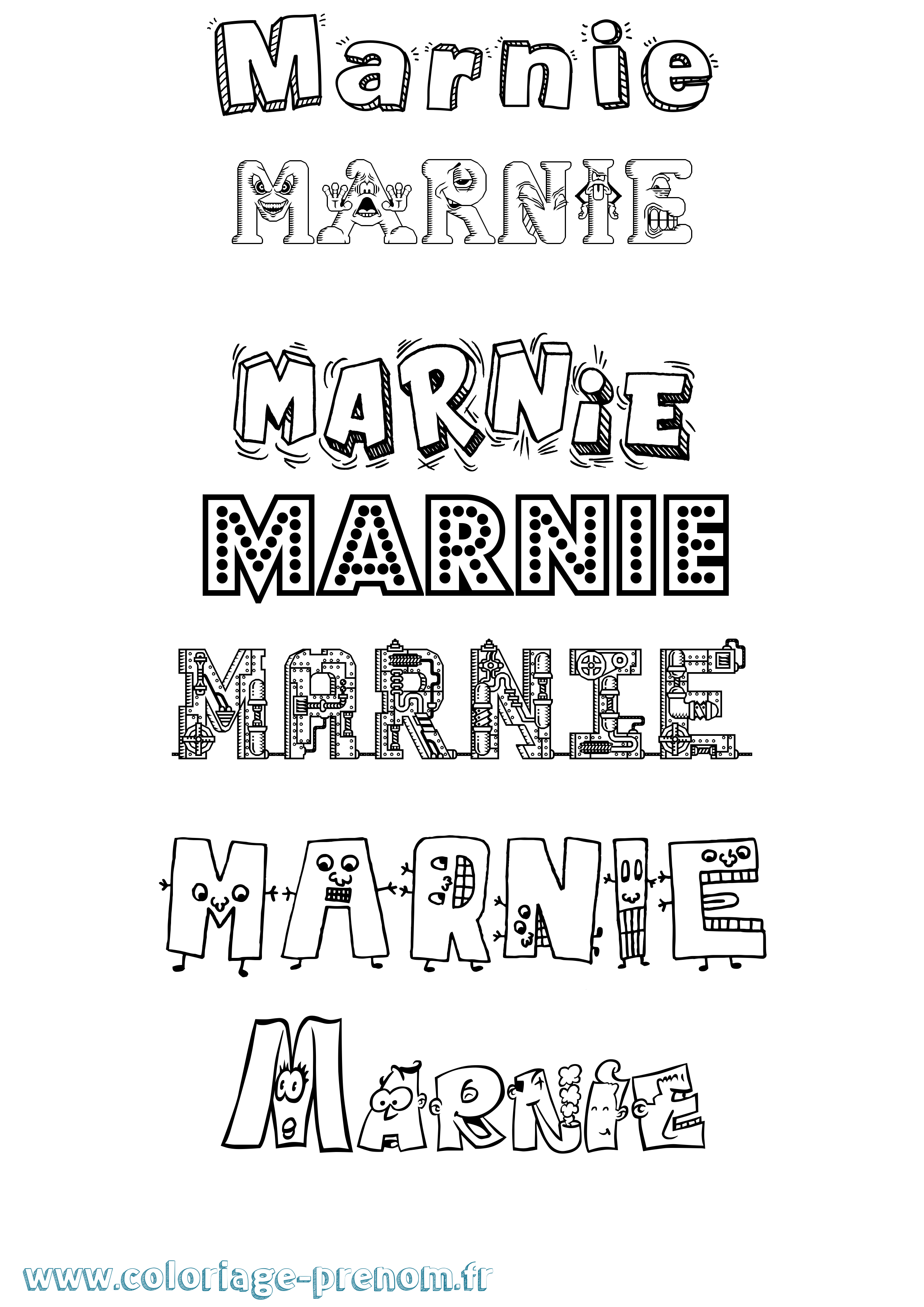 Coloriage prénom Marnie Fun