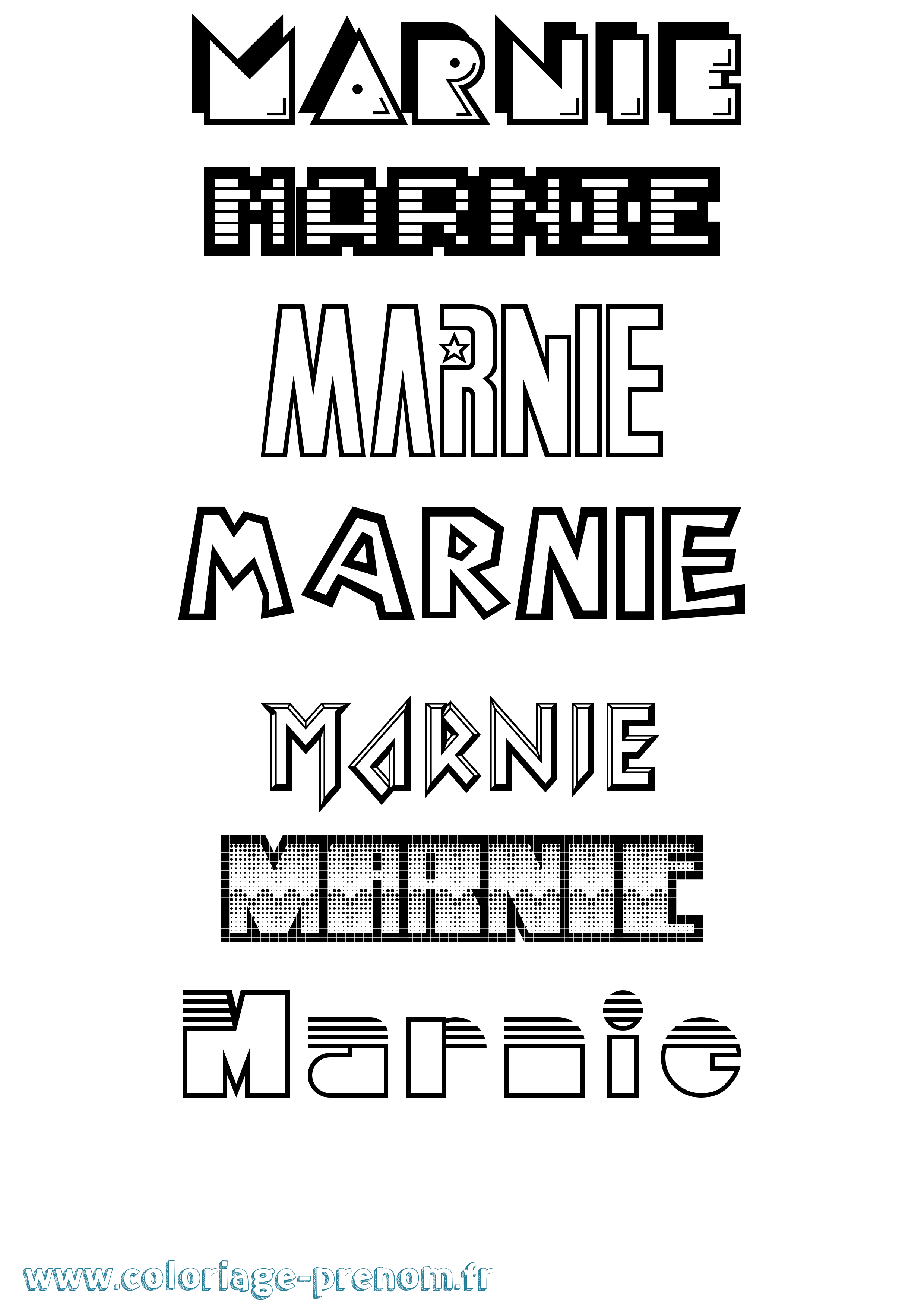 Coloriage prénom Marnie Jeux Vidéos