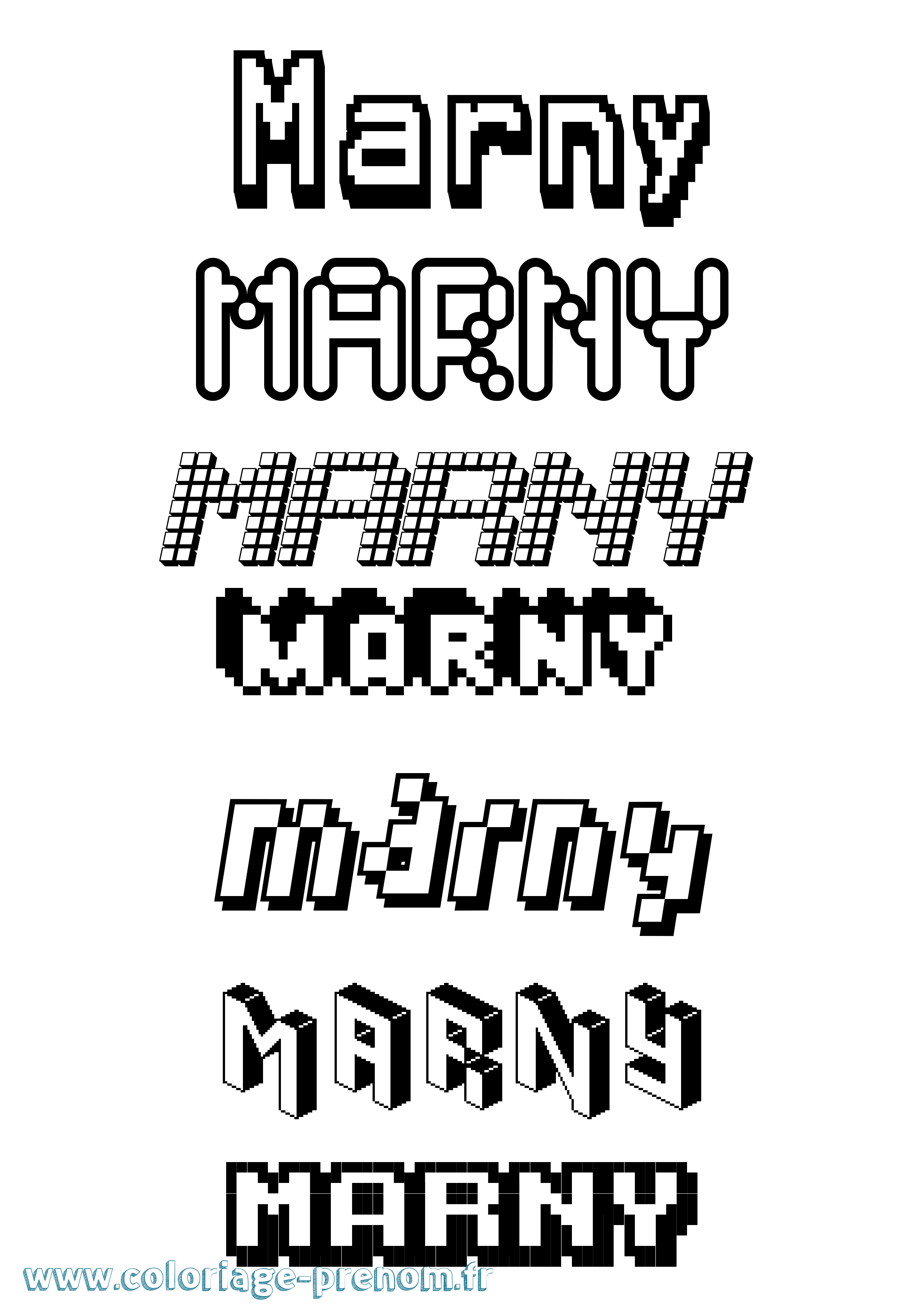 Coloriage prénom Marny Pixel