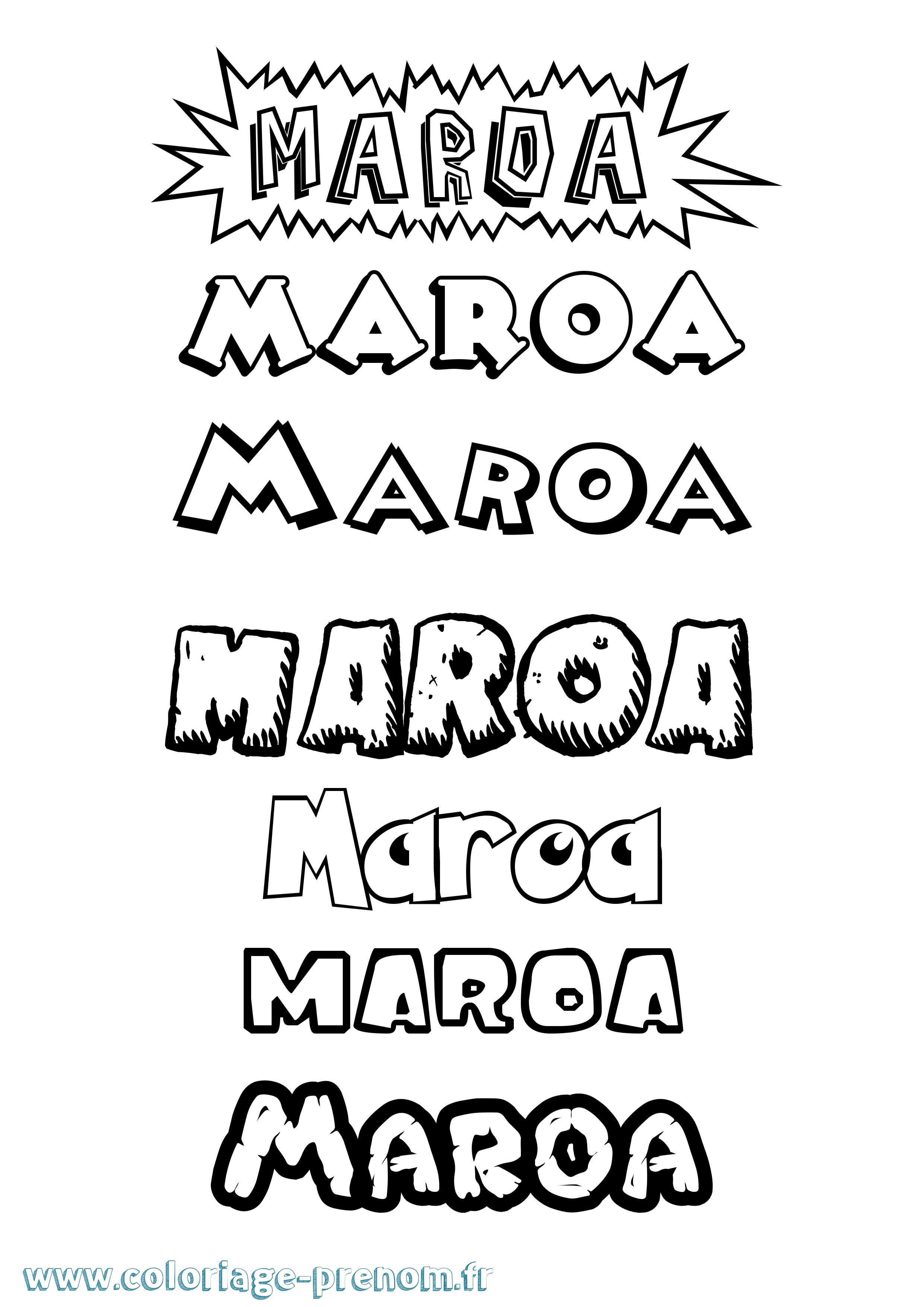 Coloriage prénom Maroa Dessin Animé