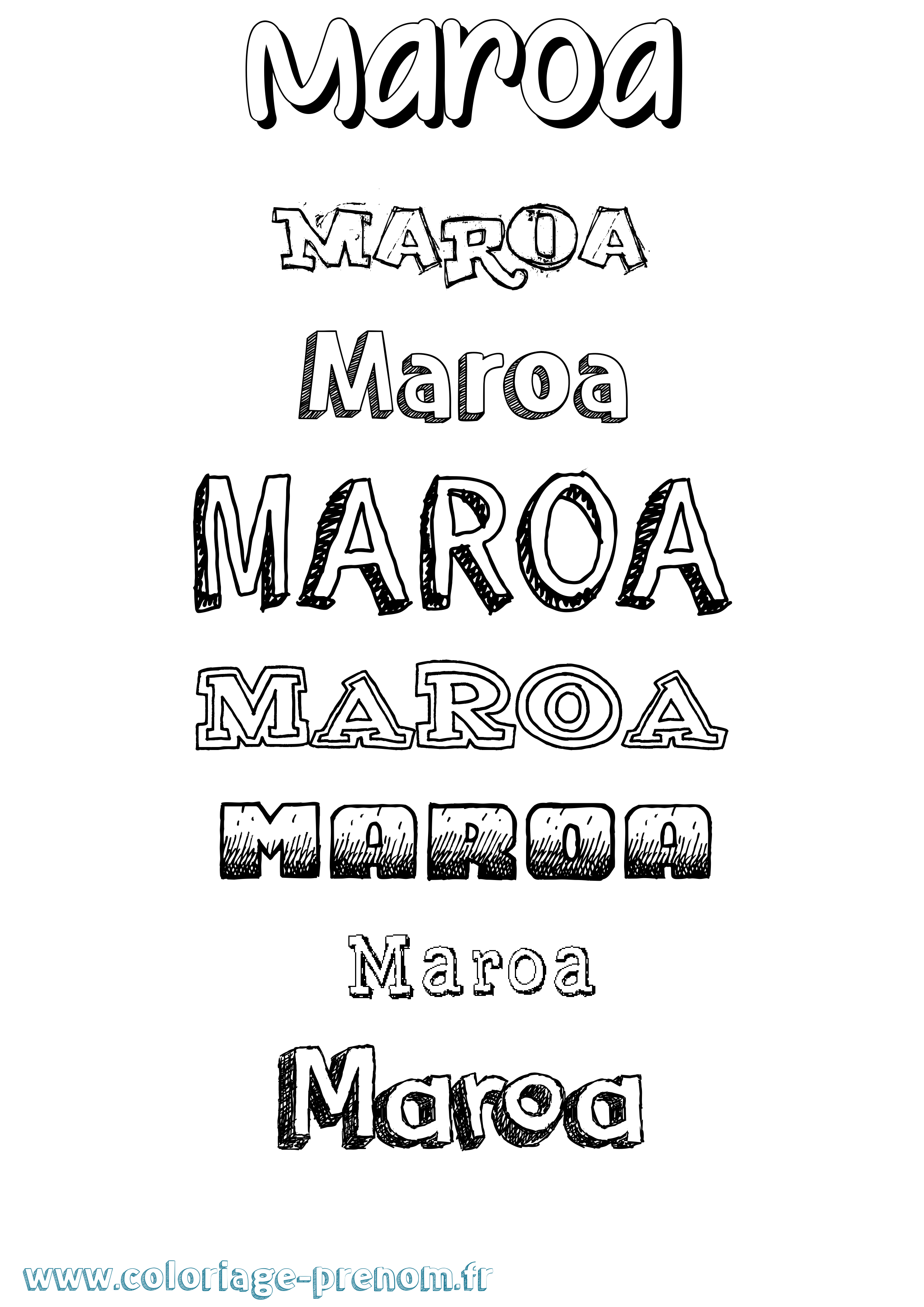 Coloriage prénom Maroa Dessiné