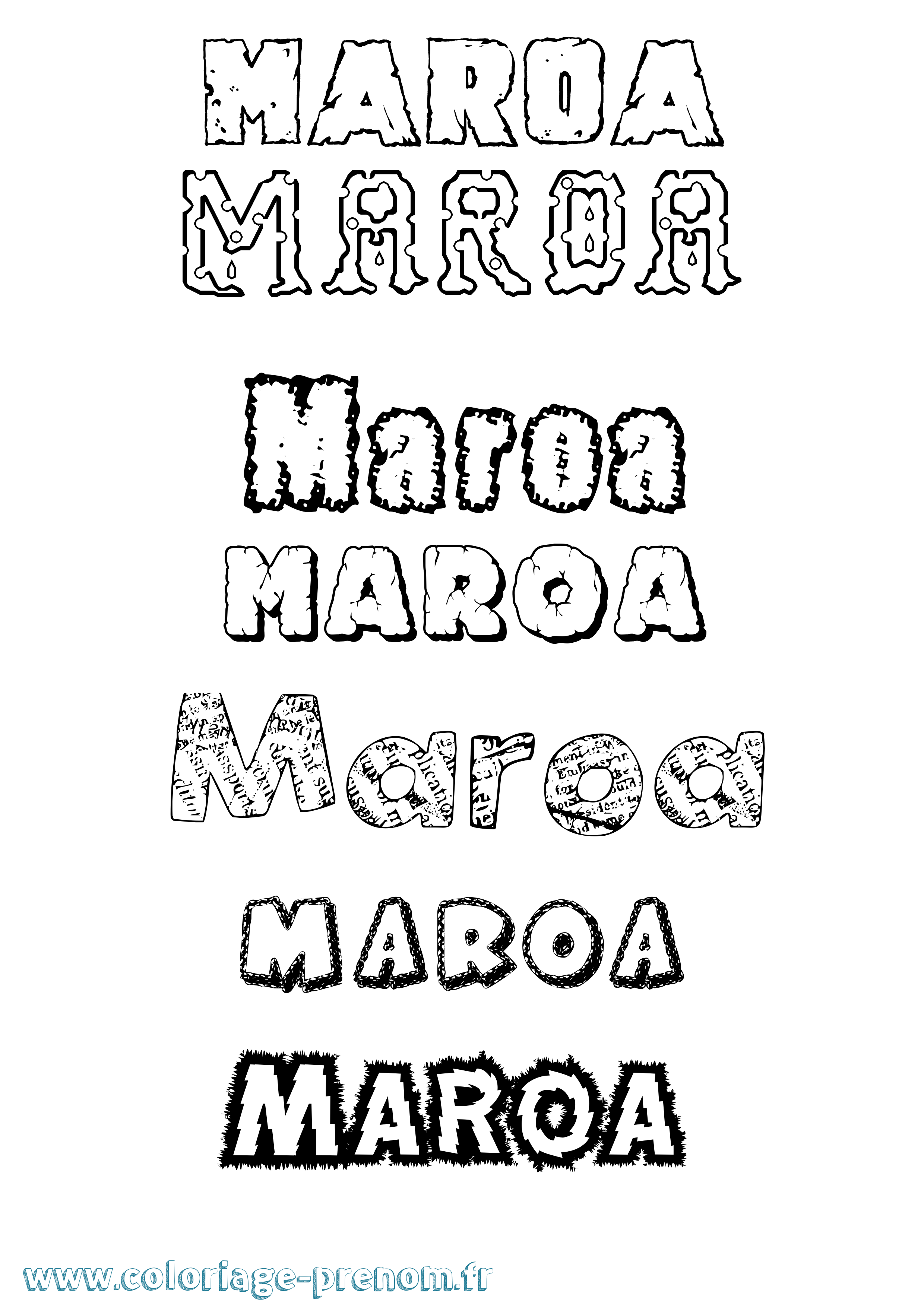 Coloriage prénom Maroa Destructuré