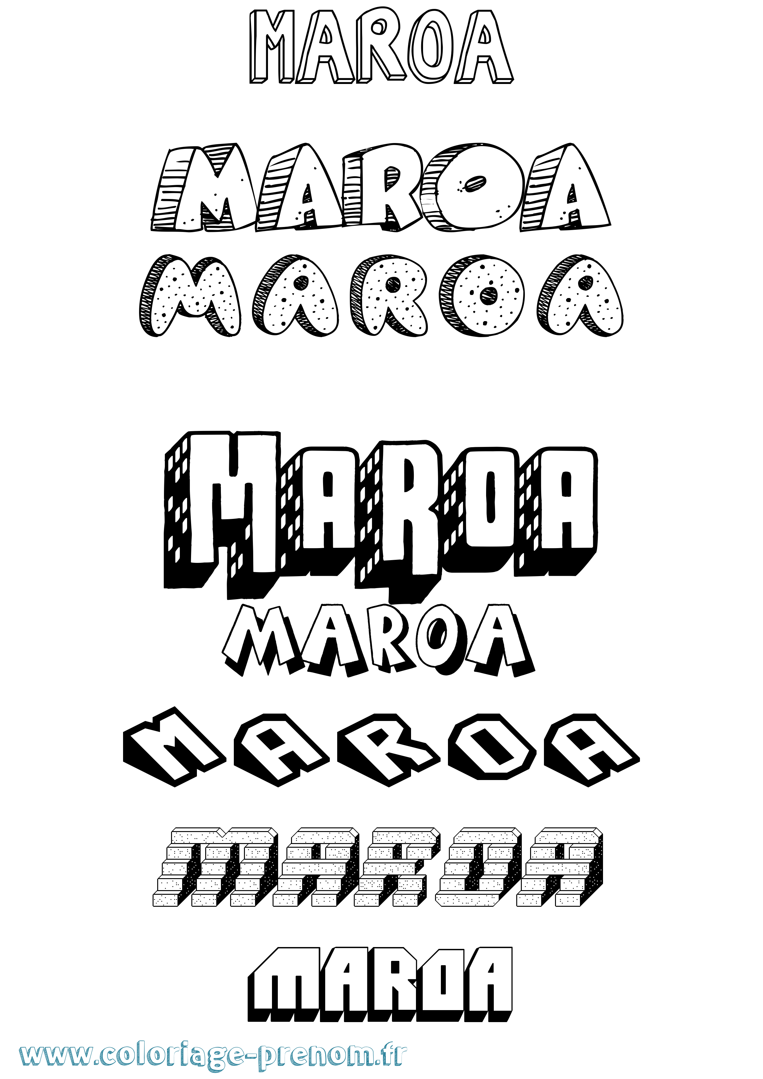 Coloriage prénom Maroa Effet 3D