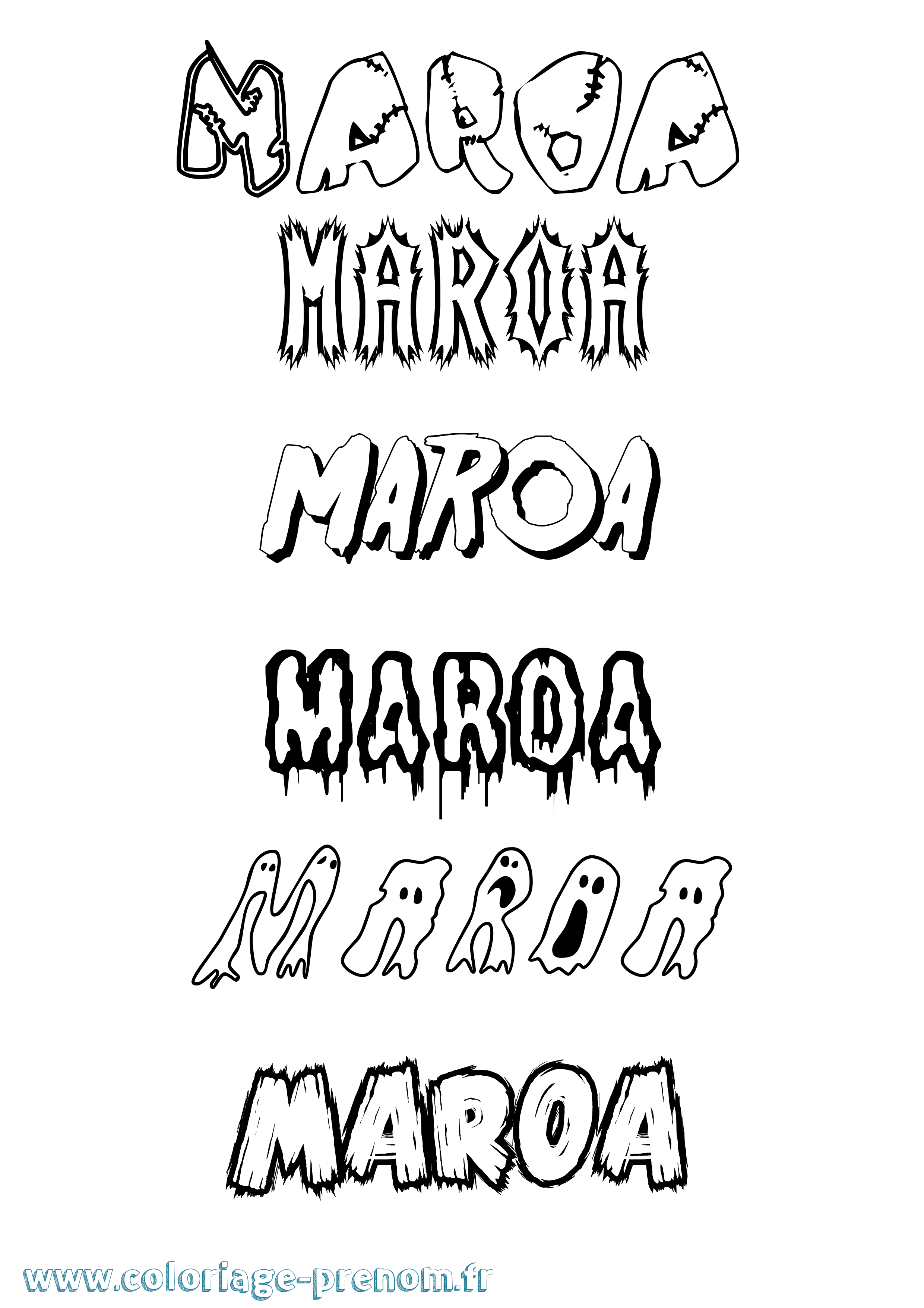 Coloriage prénom Maroa Frisson