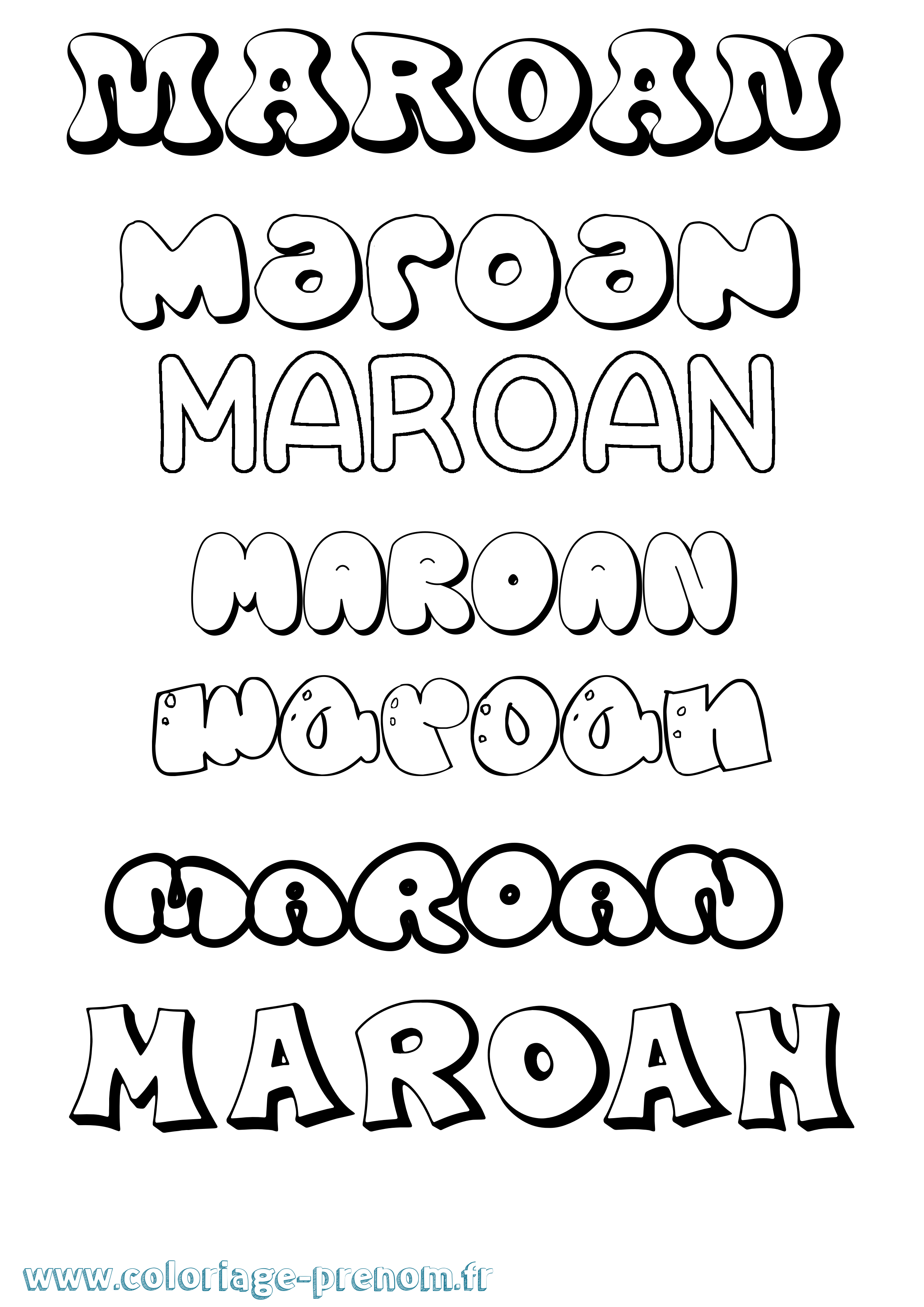 Coloriage prénom Maroan Bubble