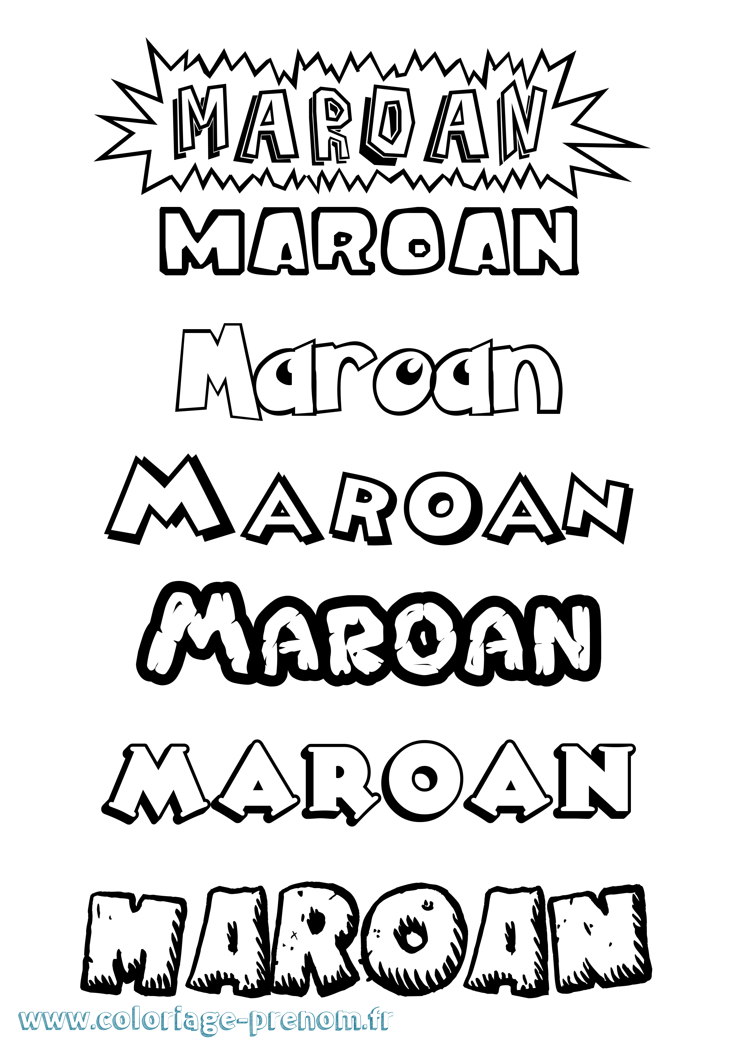 Coloriage prénom Maroan Dessin Animé