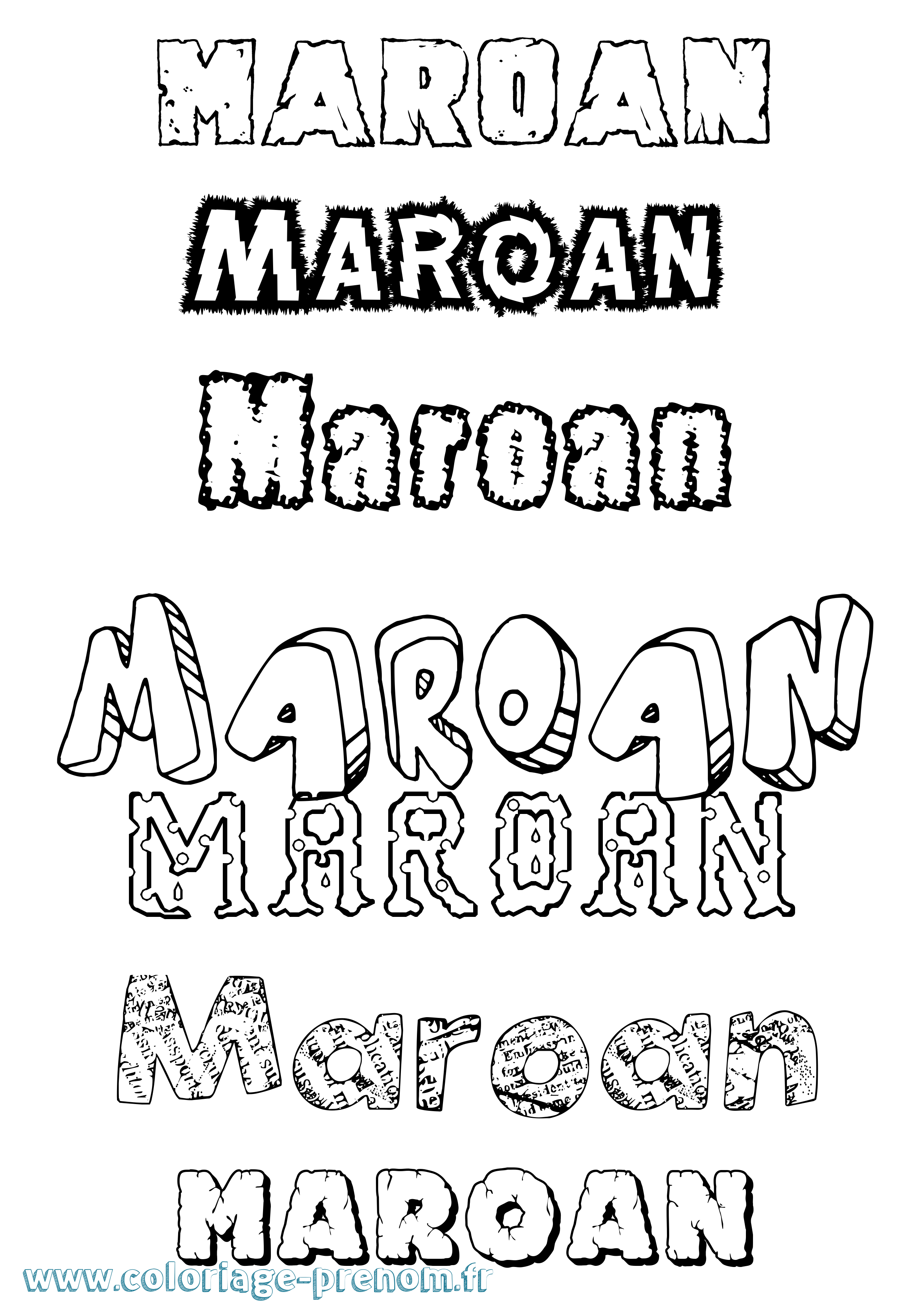 Coloriage prénom Maroan Destructuré