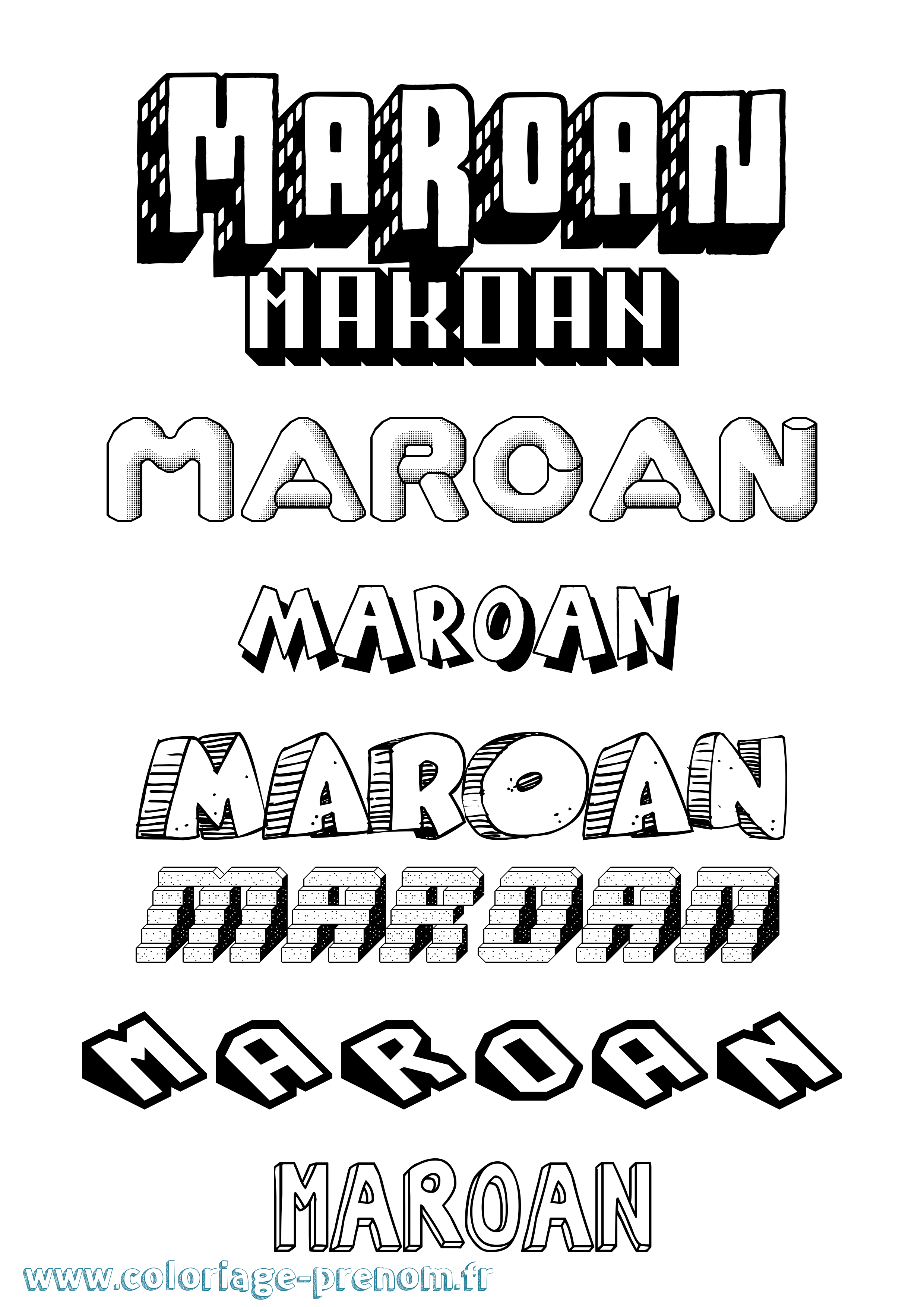 Coloriage prénom Maroan Effet 3D