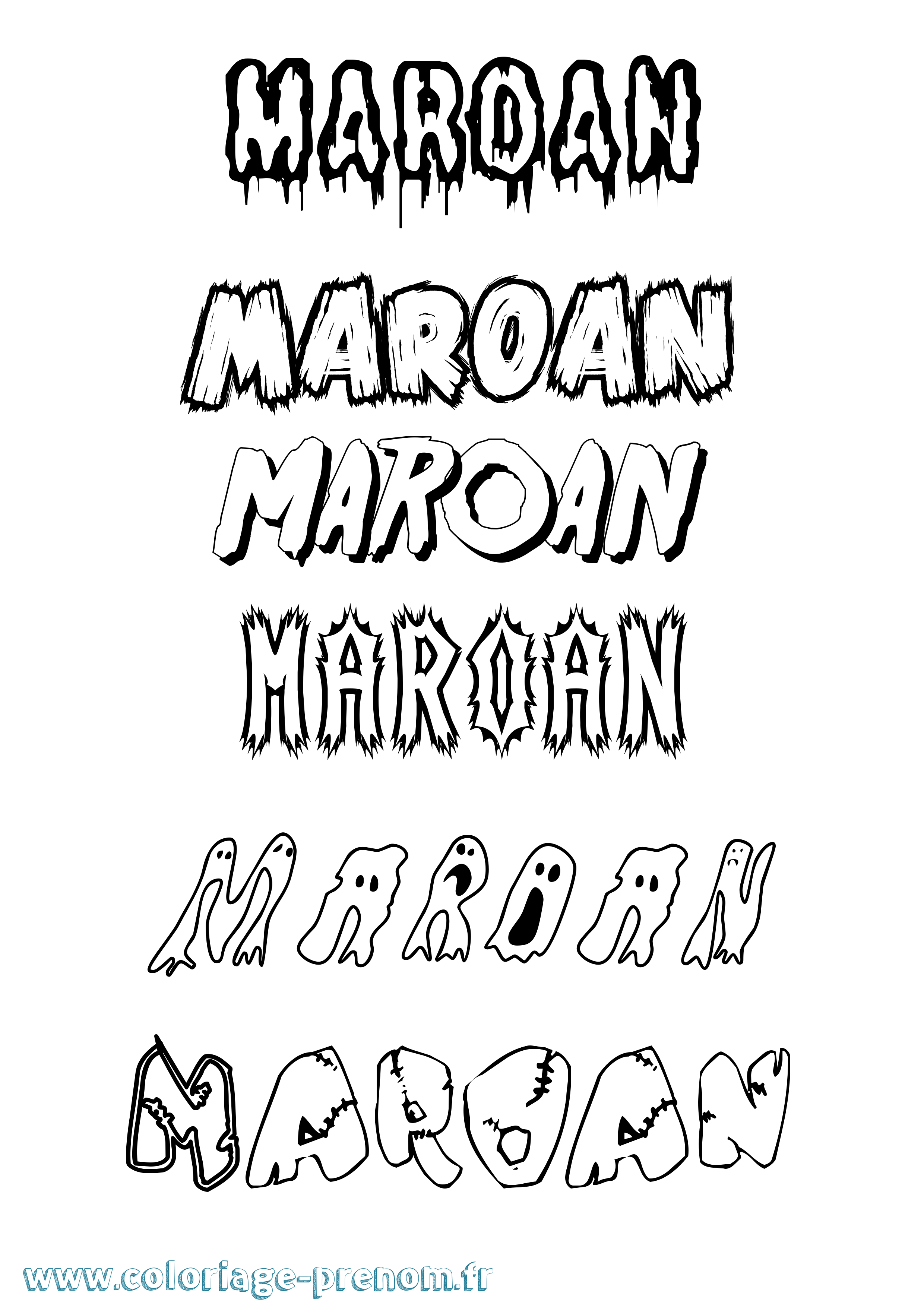 Coloriage prénom Maroan Frisson