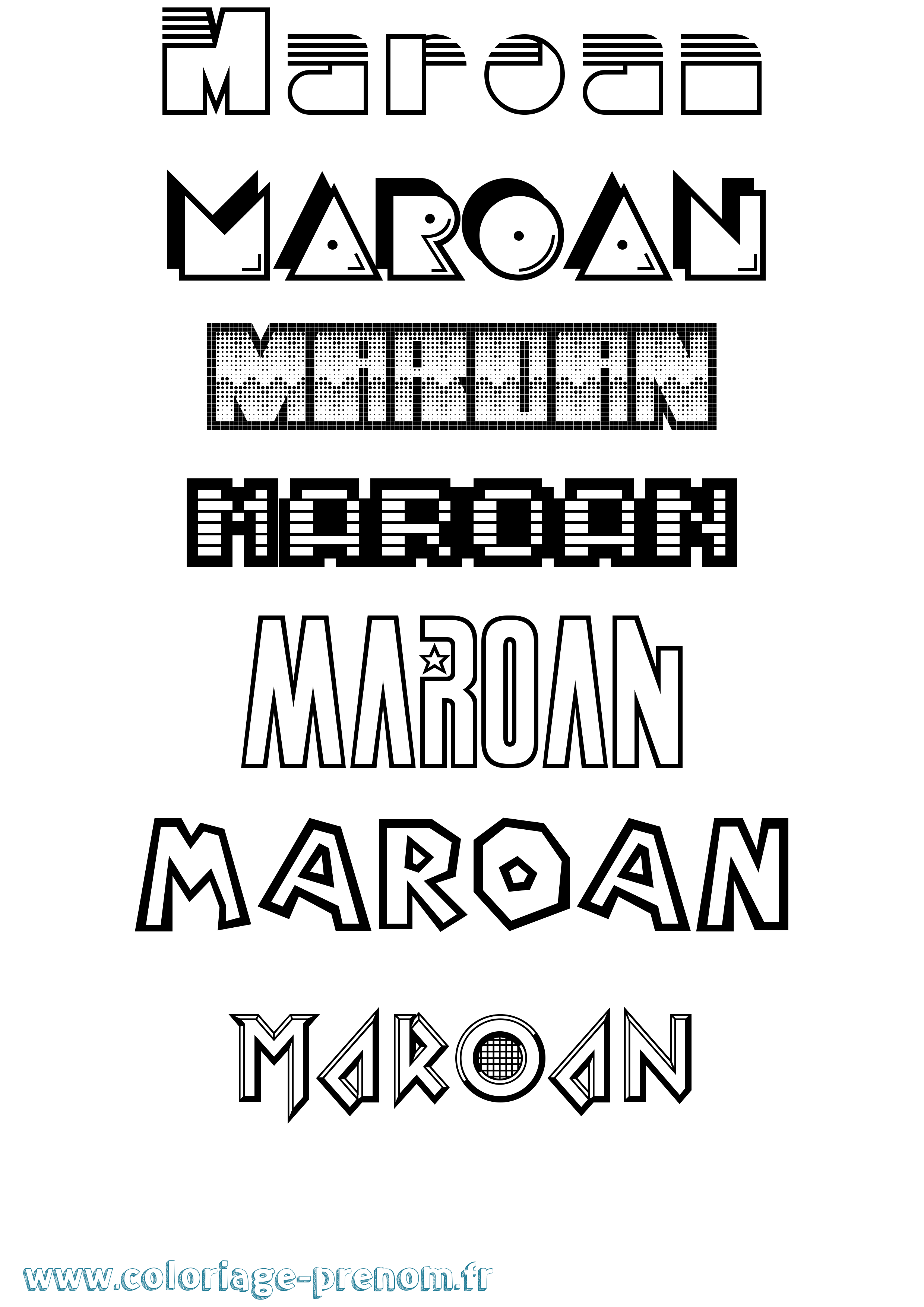 Coloriage prénom Maroan Jeux Vidéos