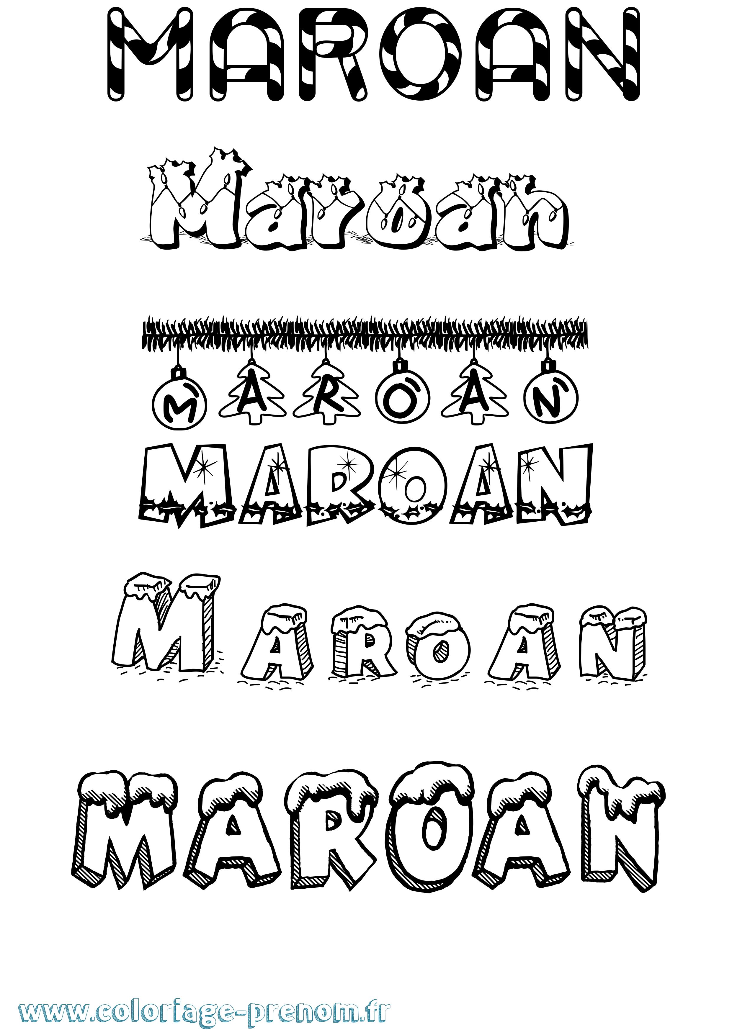 Coloriage prénom Maroan Noël