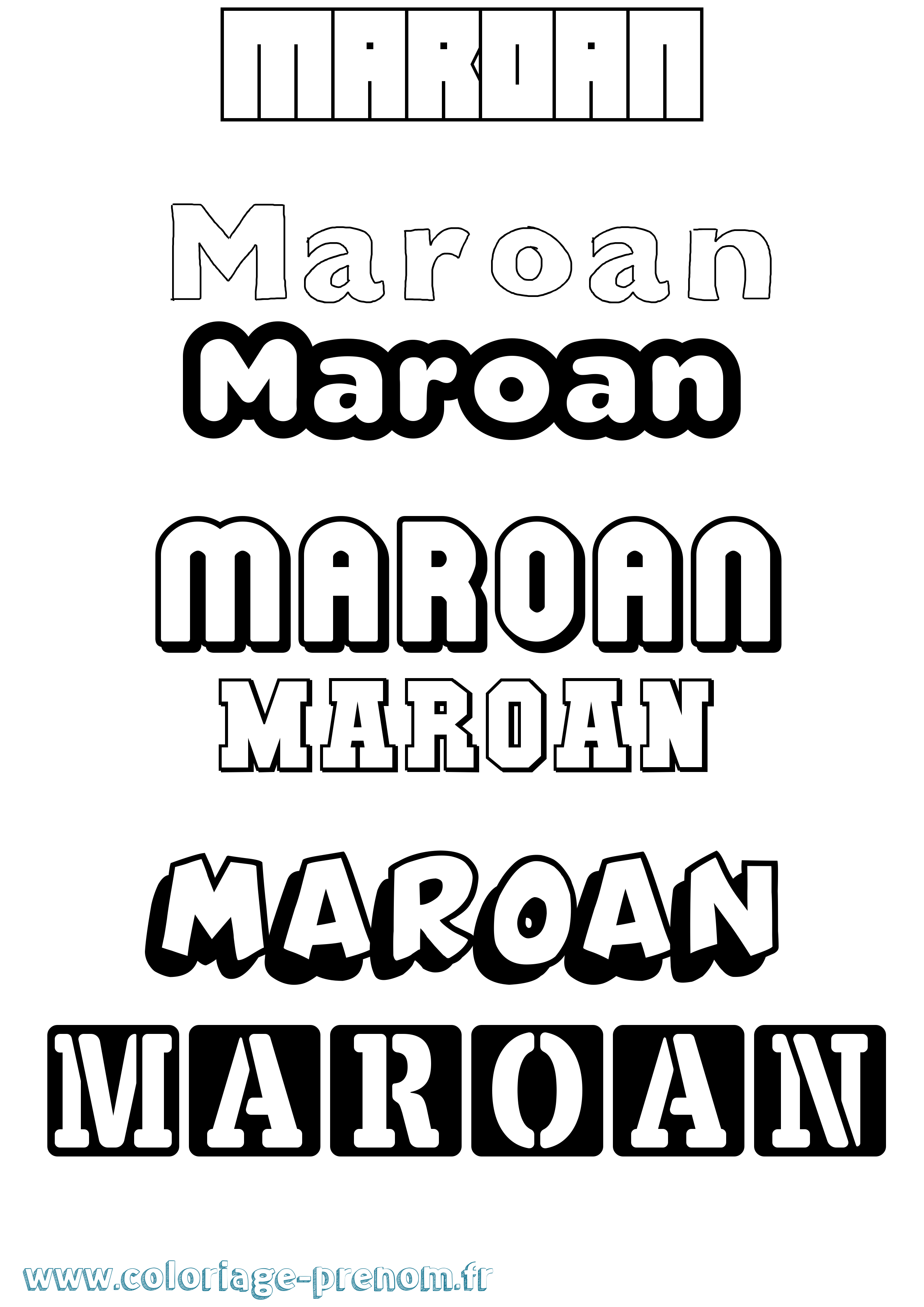 Coloriage prénom Maroan Simple
