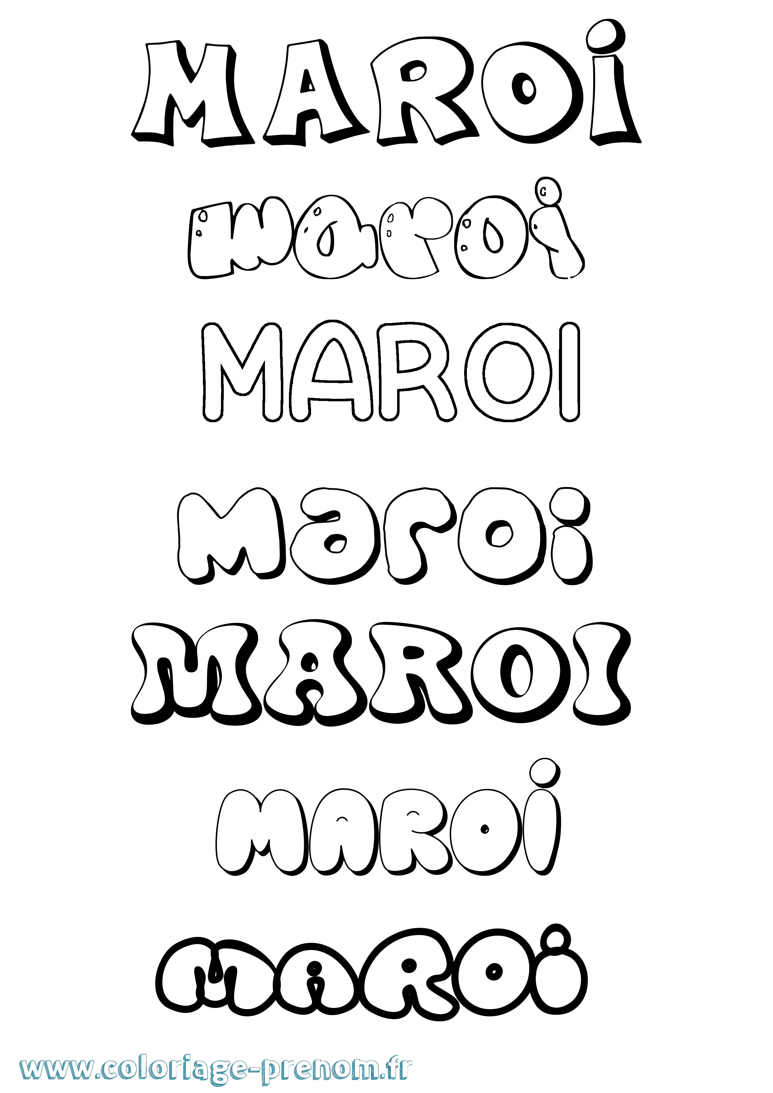 Coloriage prénom Maroi Bubble