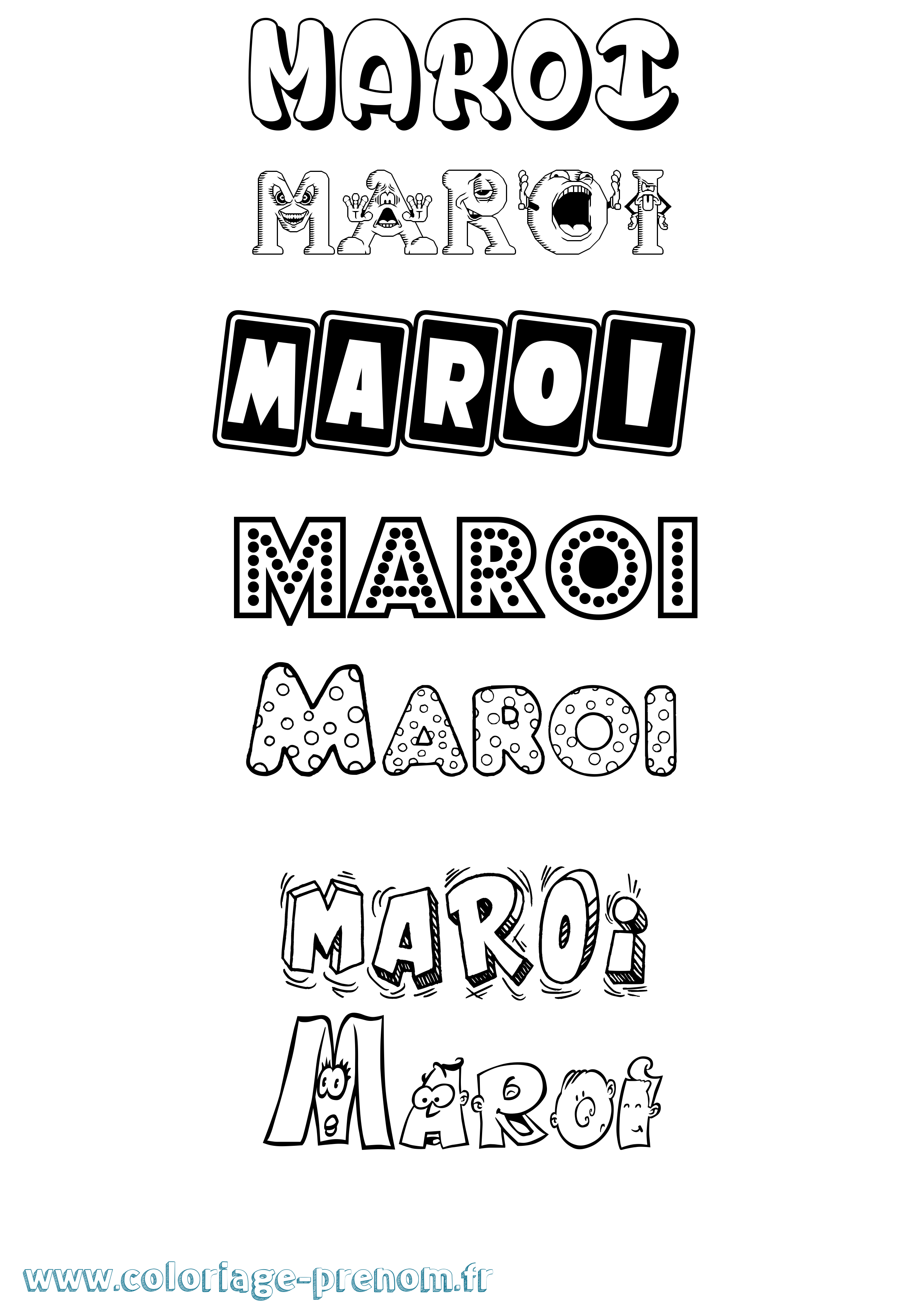 Coloriage prénom Maroi Fun