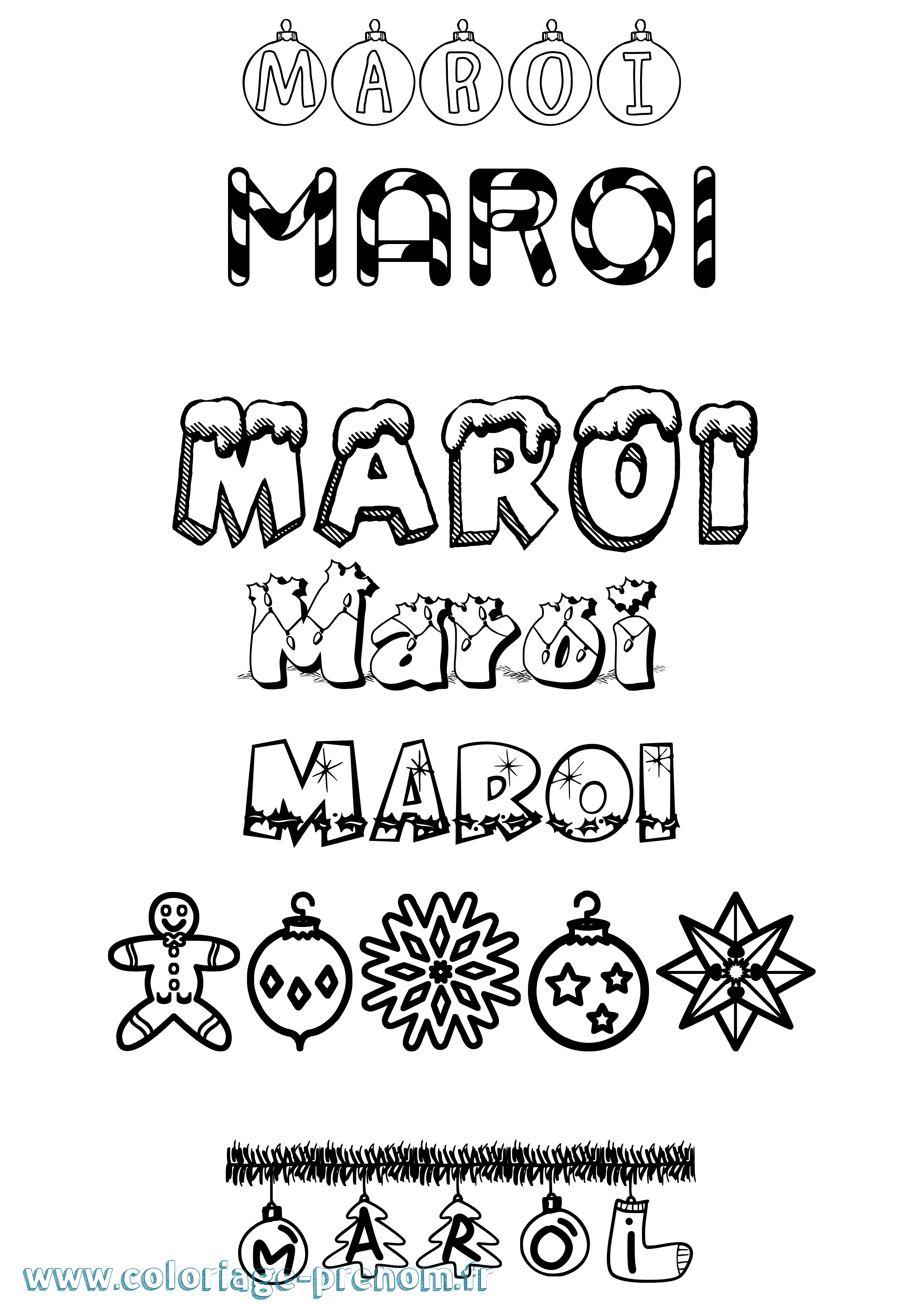 Coloriage prénom Maroi Noël
