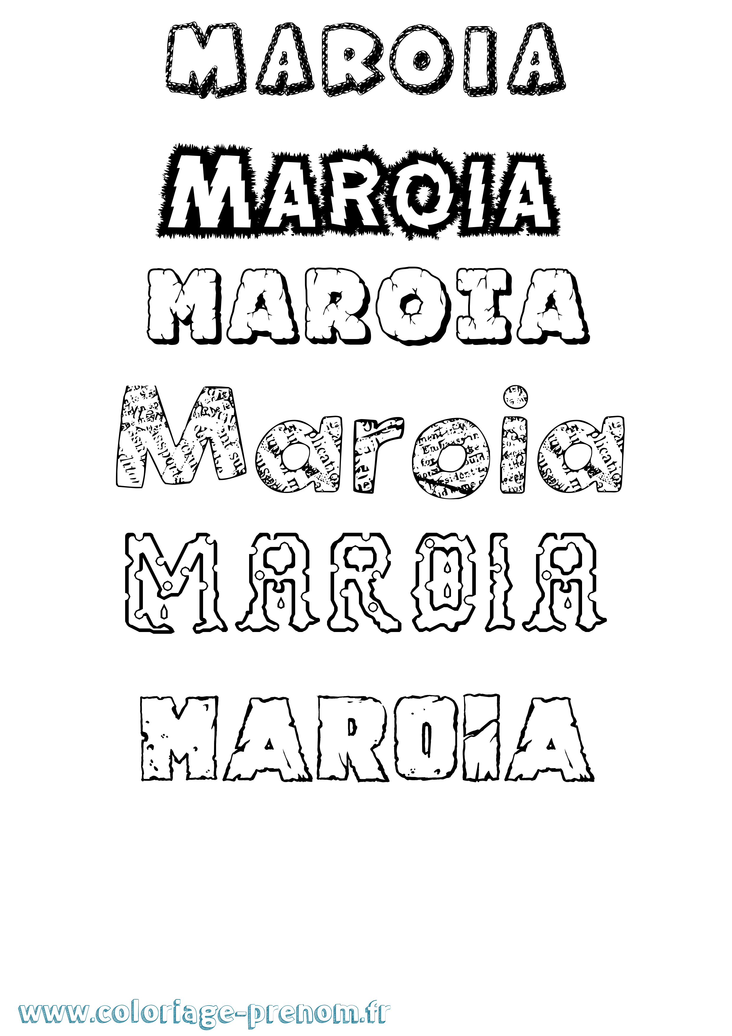 Coloriage prénom Maroia Destructuré