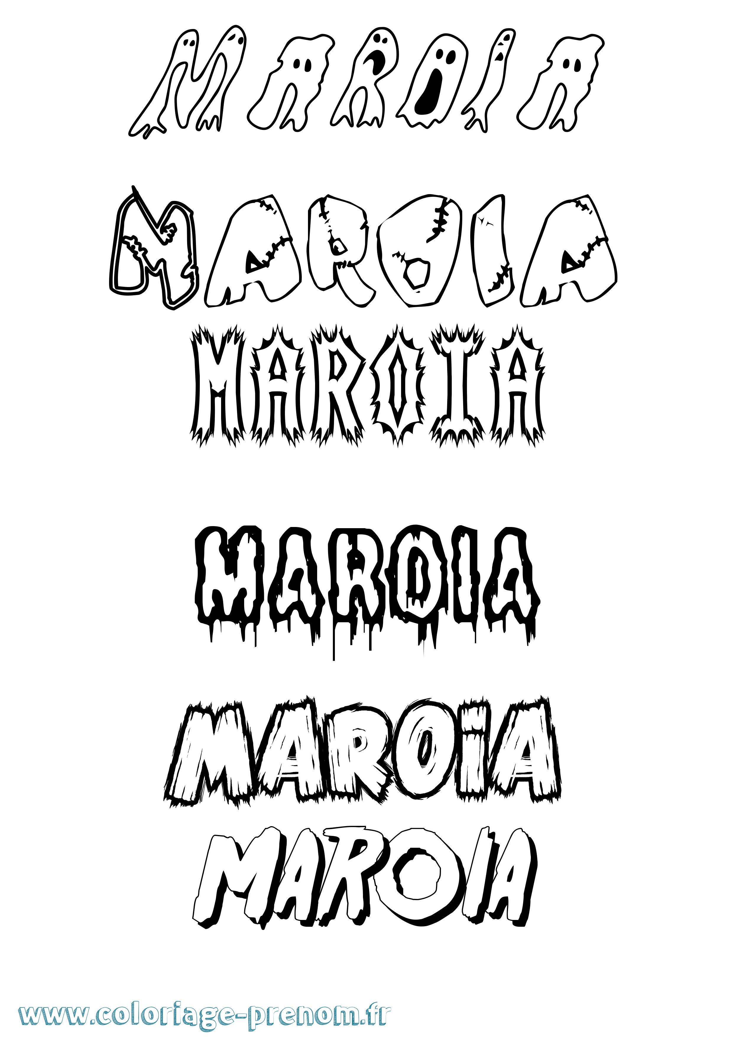 Coloriage prénom Maroia Frisson