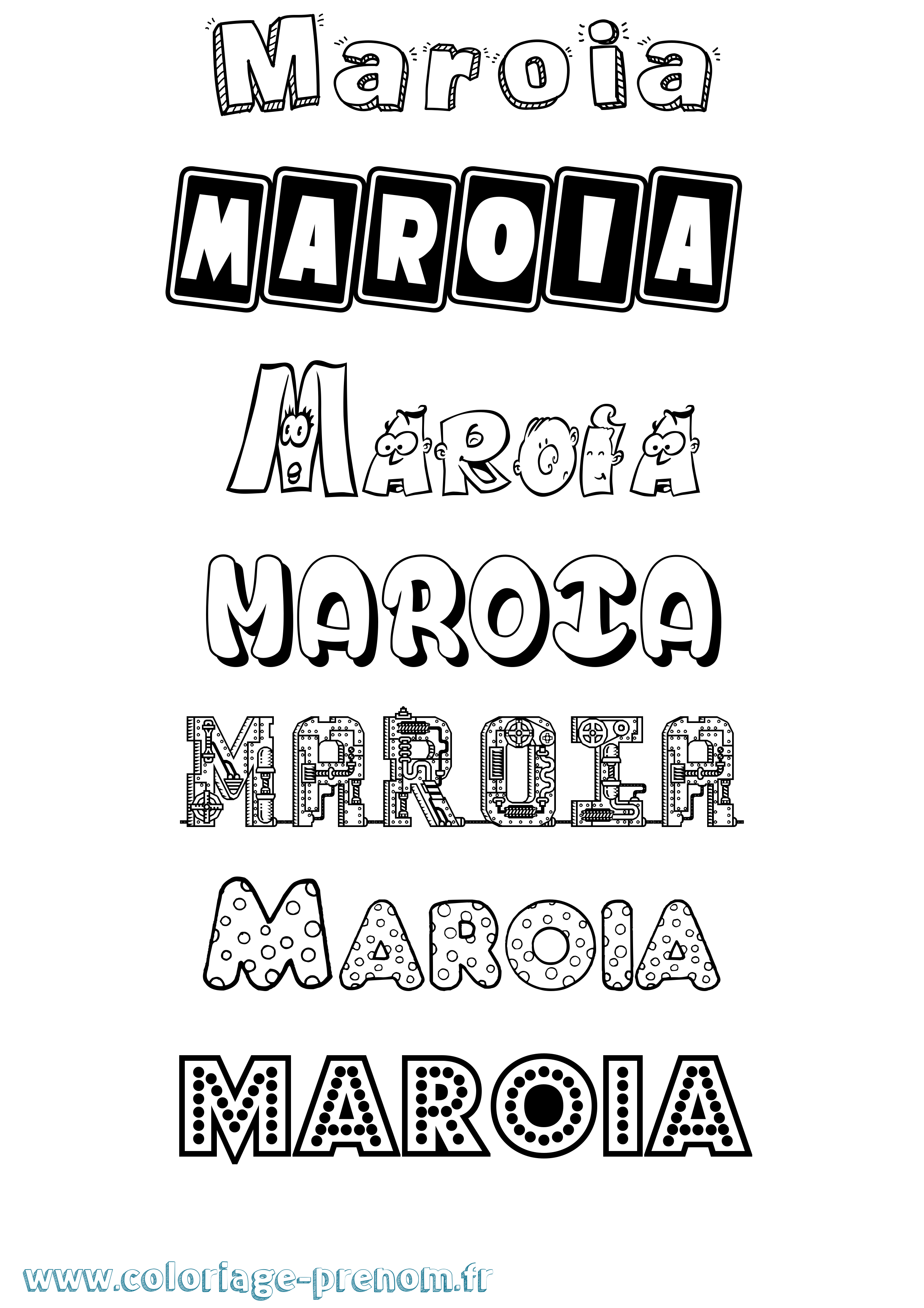 Coloriage prénom Maroia Fun