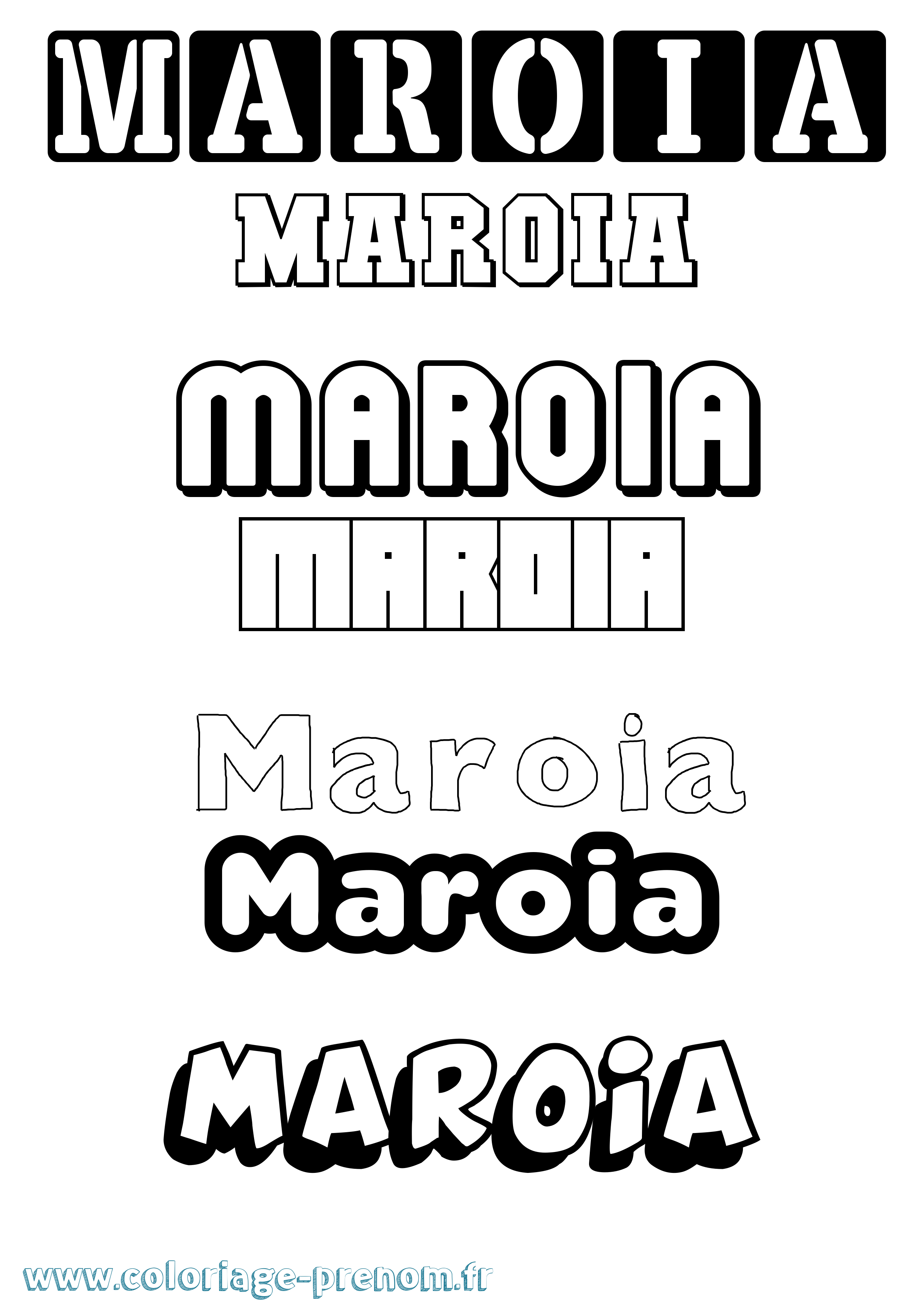 Coloriage prénom Maroia Simple