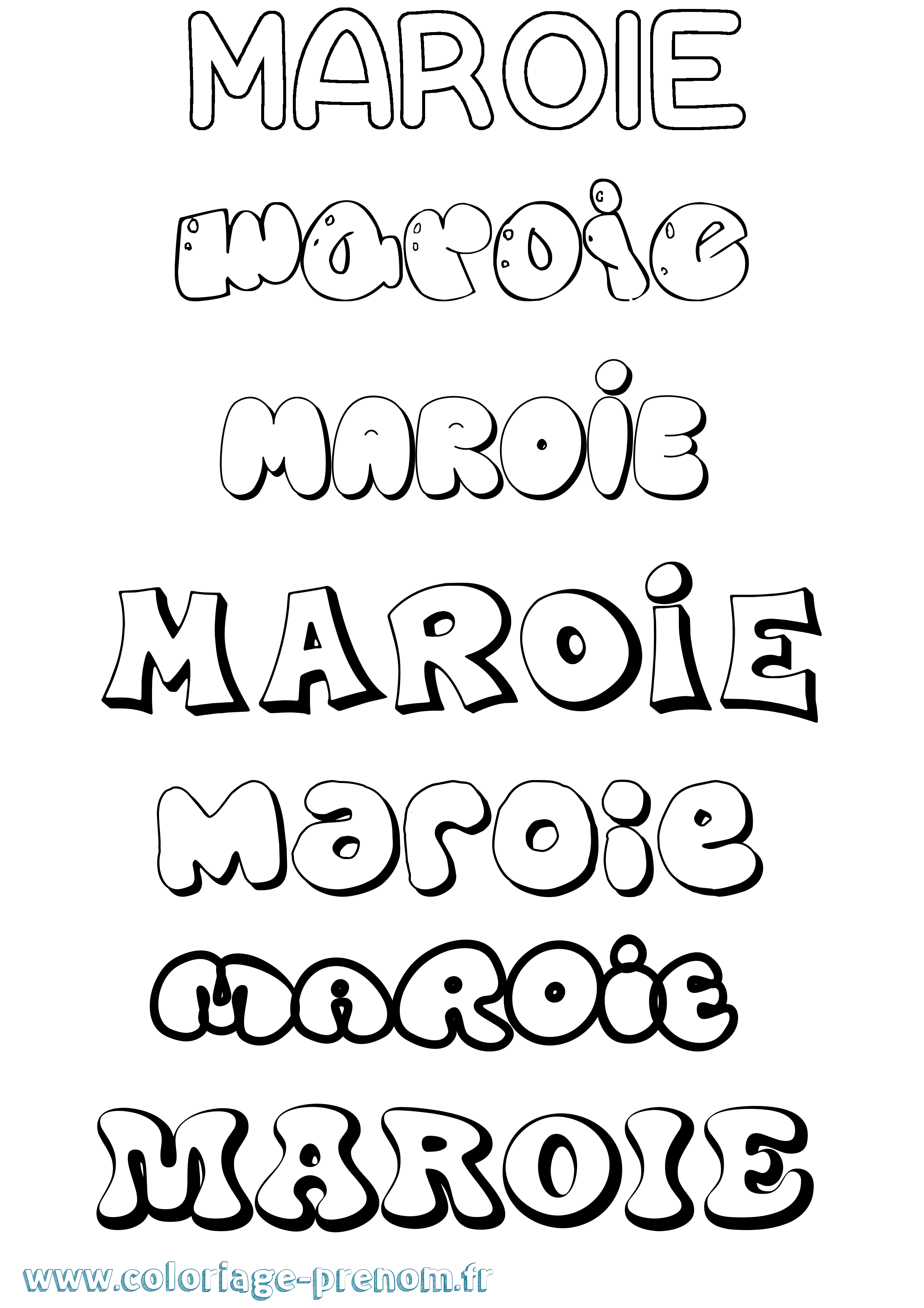 Coloriage prénom Maroie Bubble