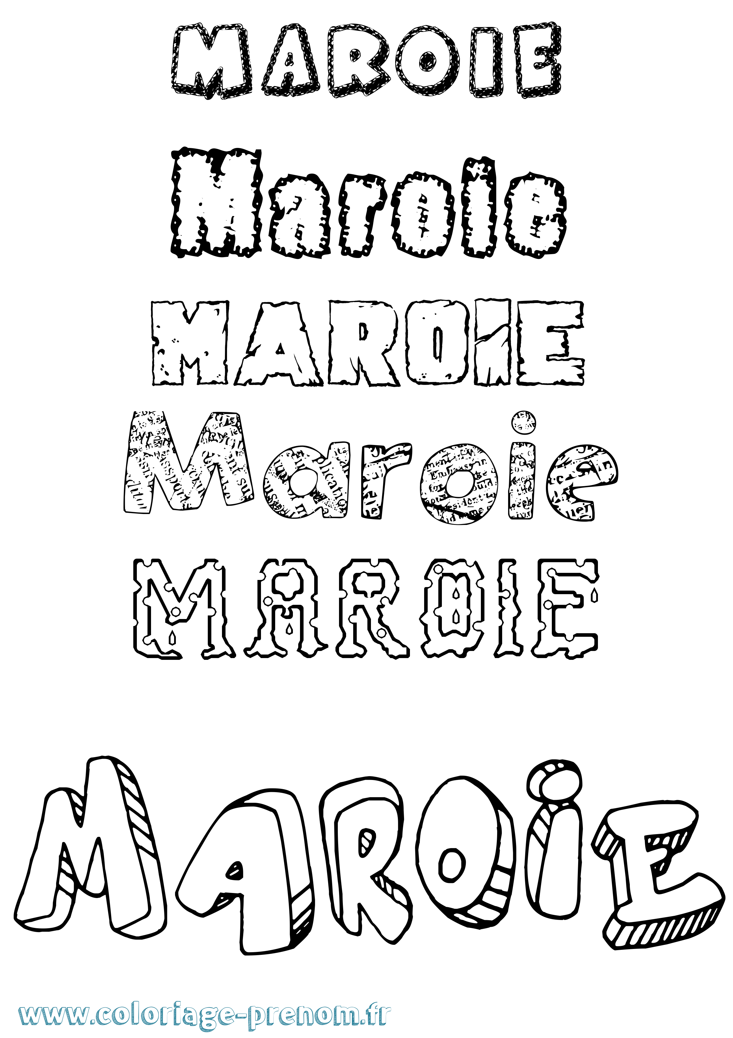 Coloriage prénom Maroie Destructuré