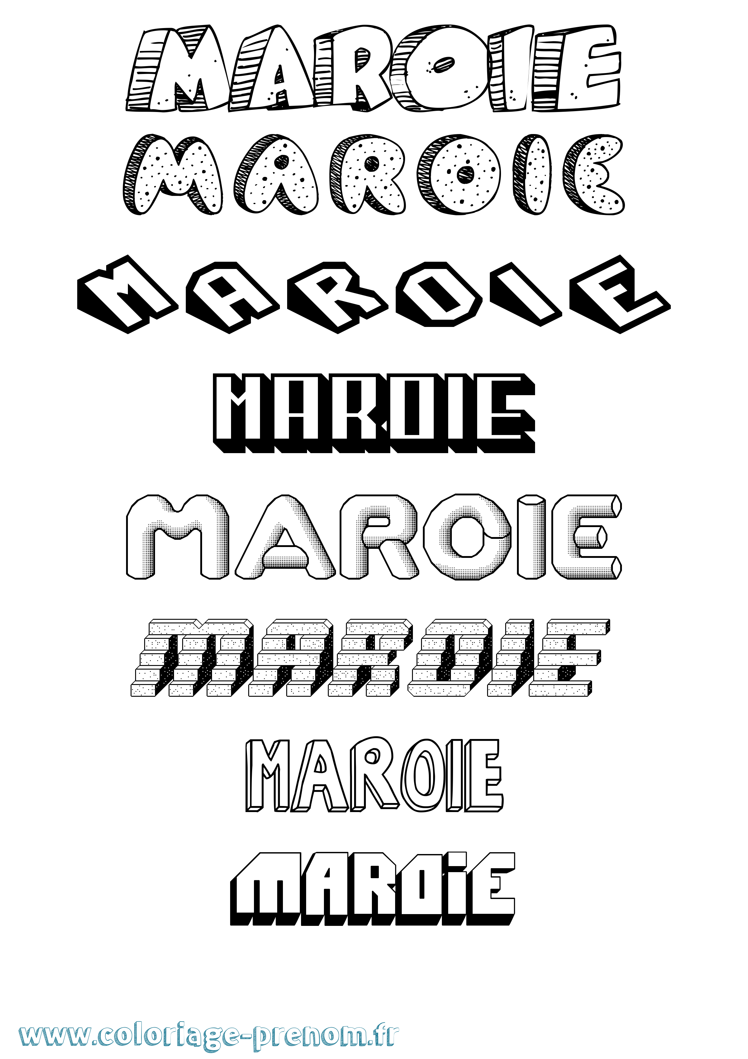 Coloriage prénom Maroie Effet 3D