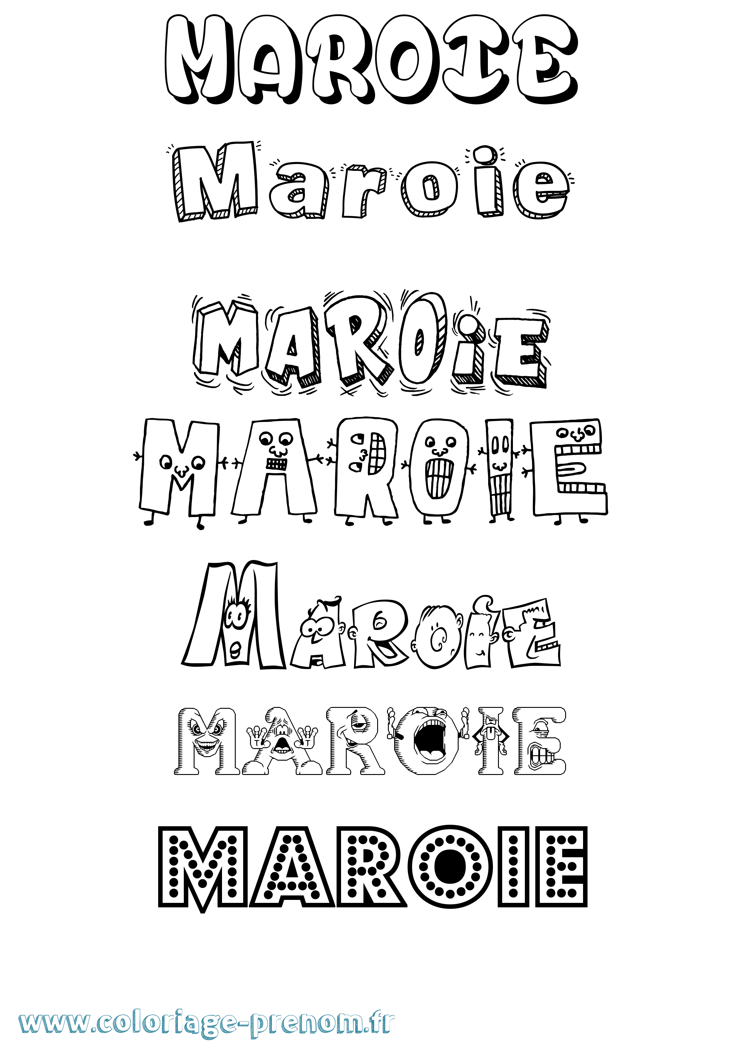 Coloriage prénom Maroie Fun