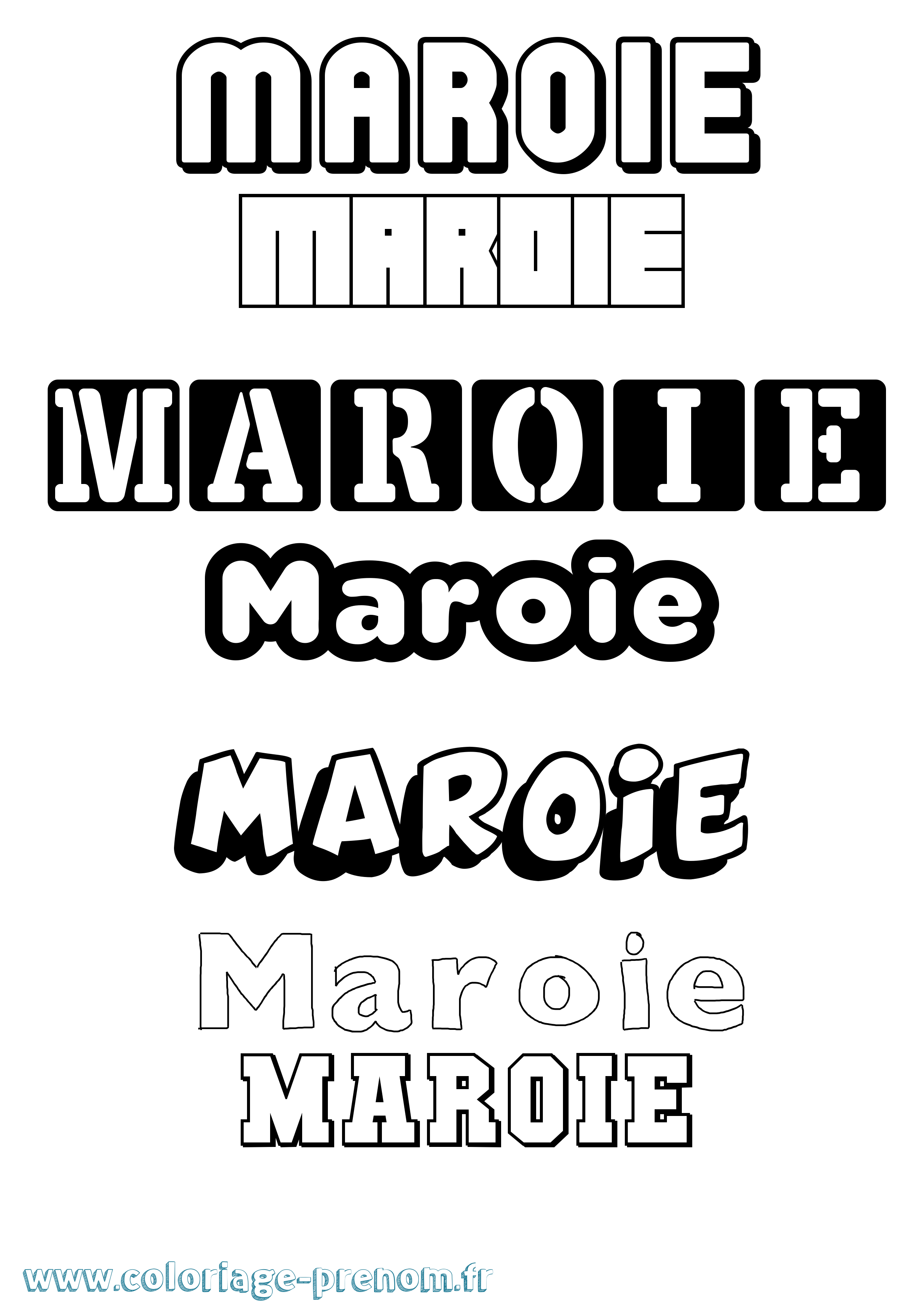 Coloriage prénom Maroie Simple