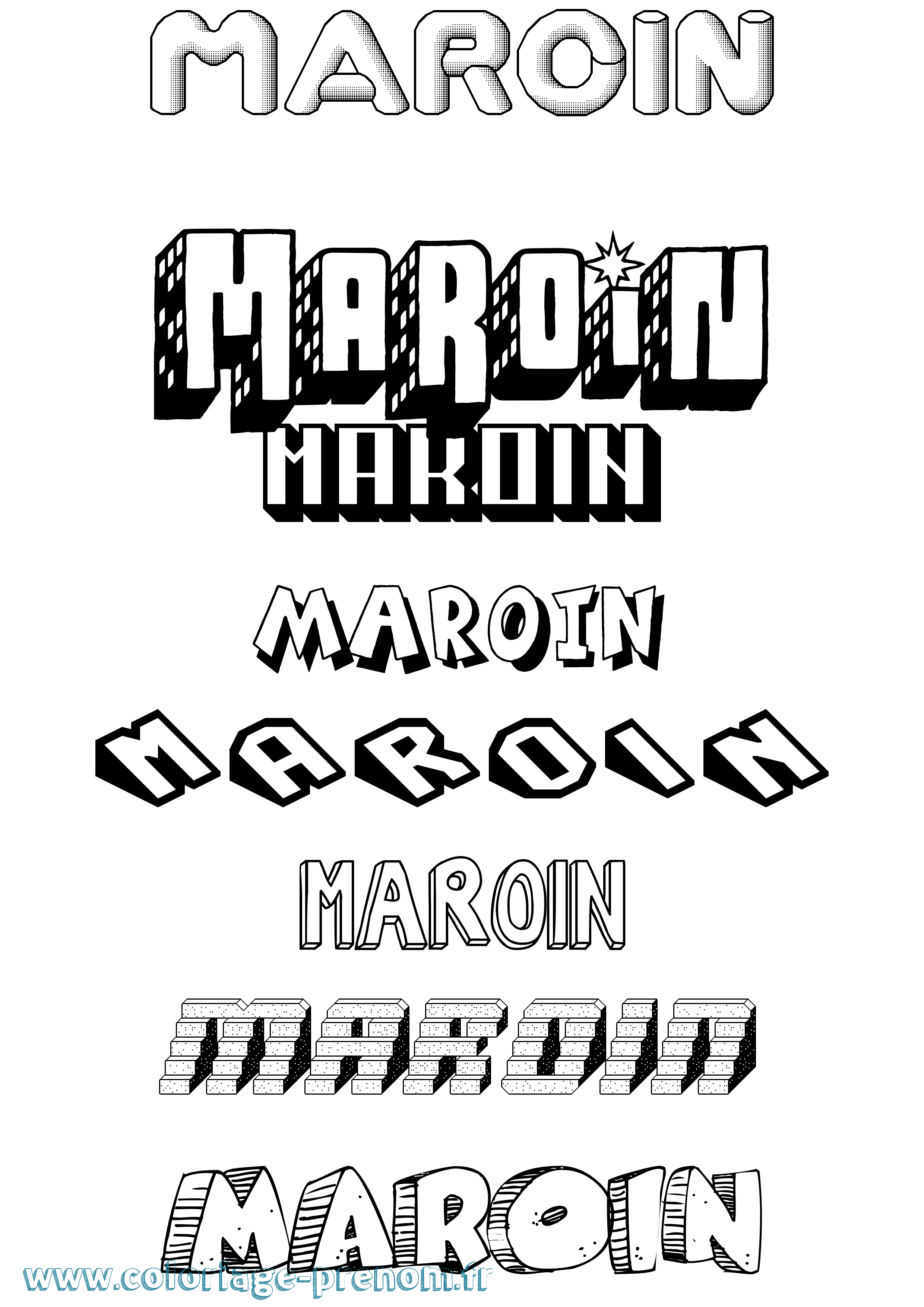 Coloriage prénom Maroin Effet 3D