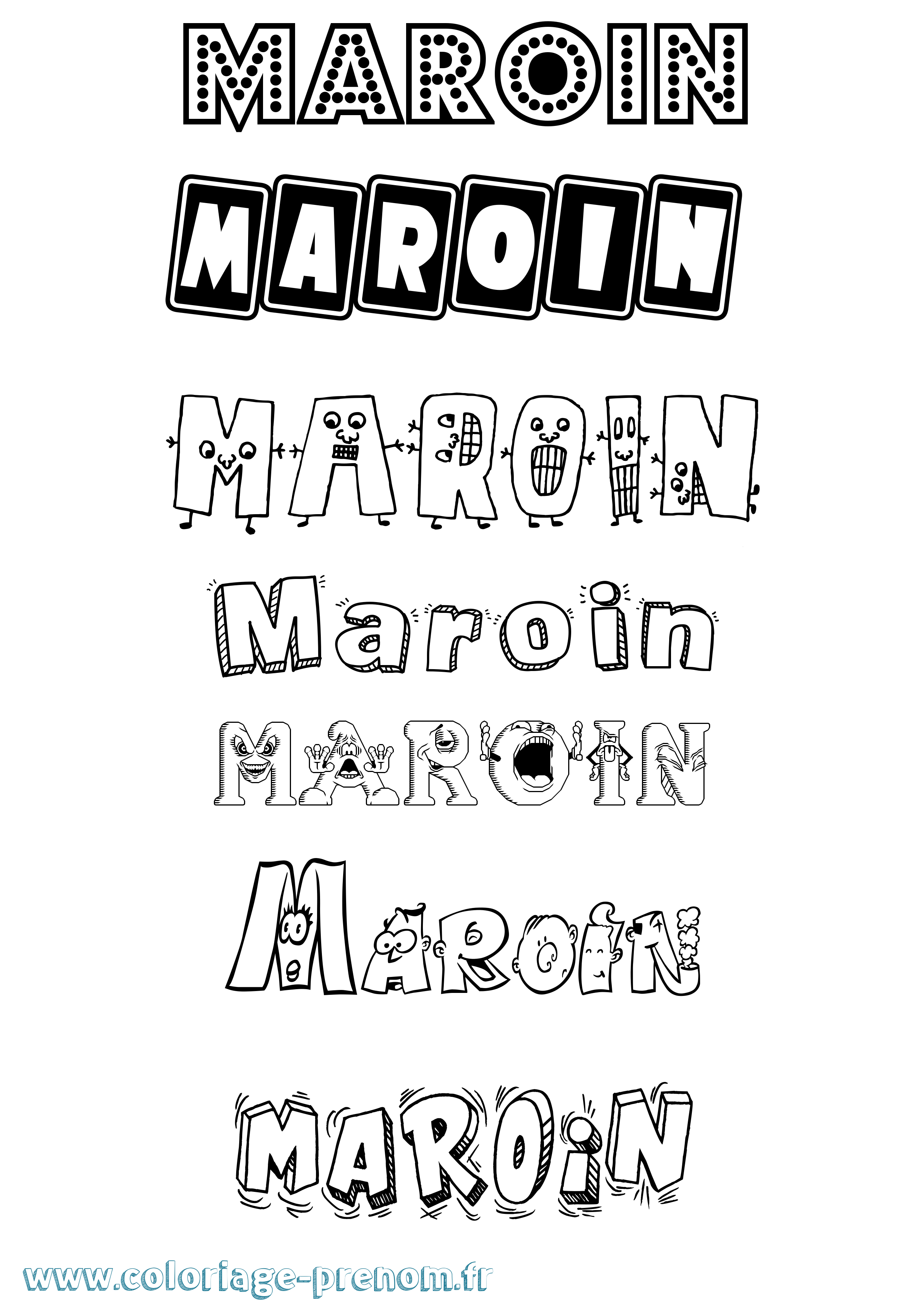 Coloriage prénom Maroin Fun