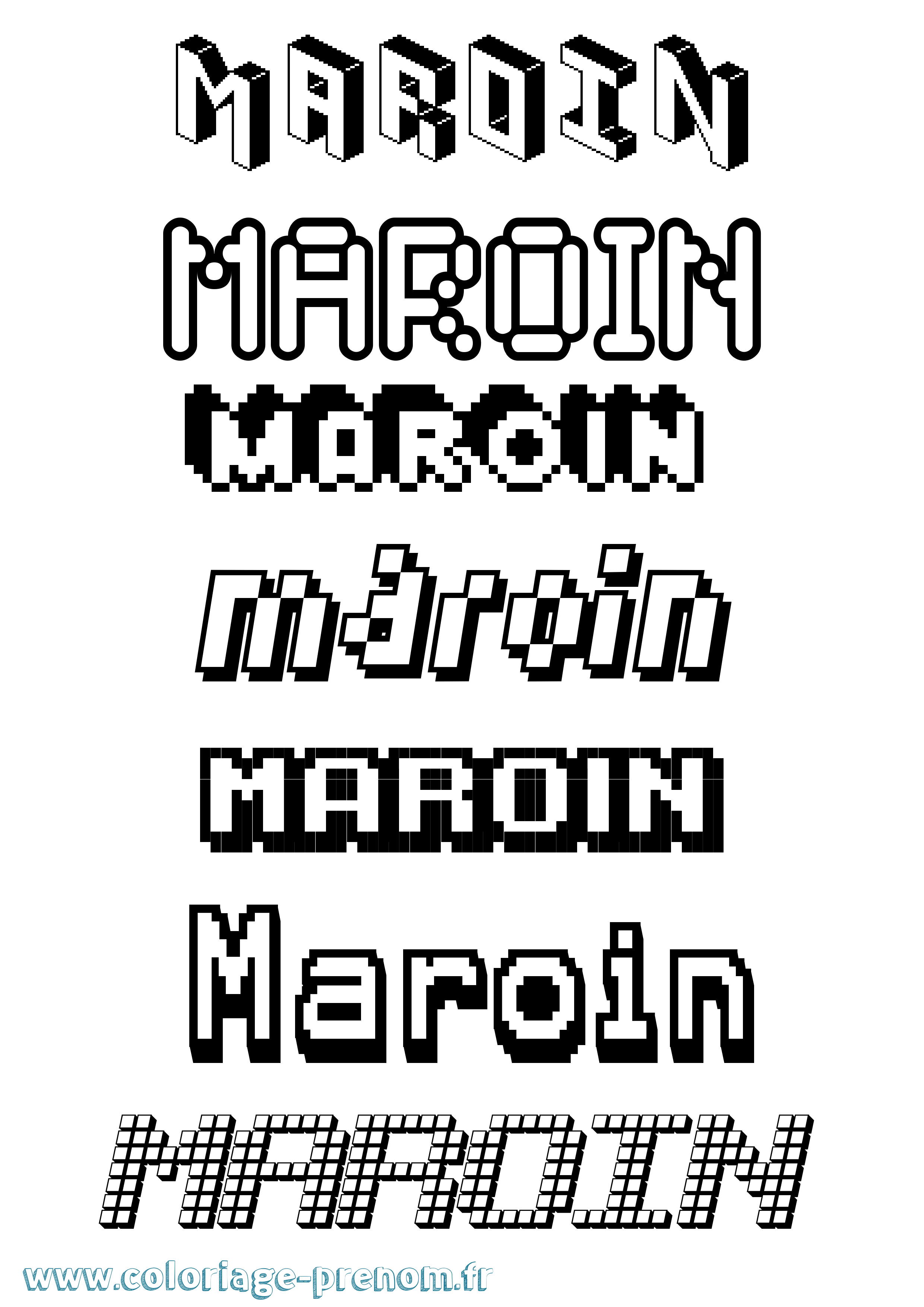 Coloriage prénom Maroin Pixel