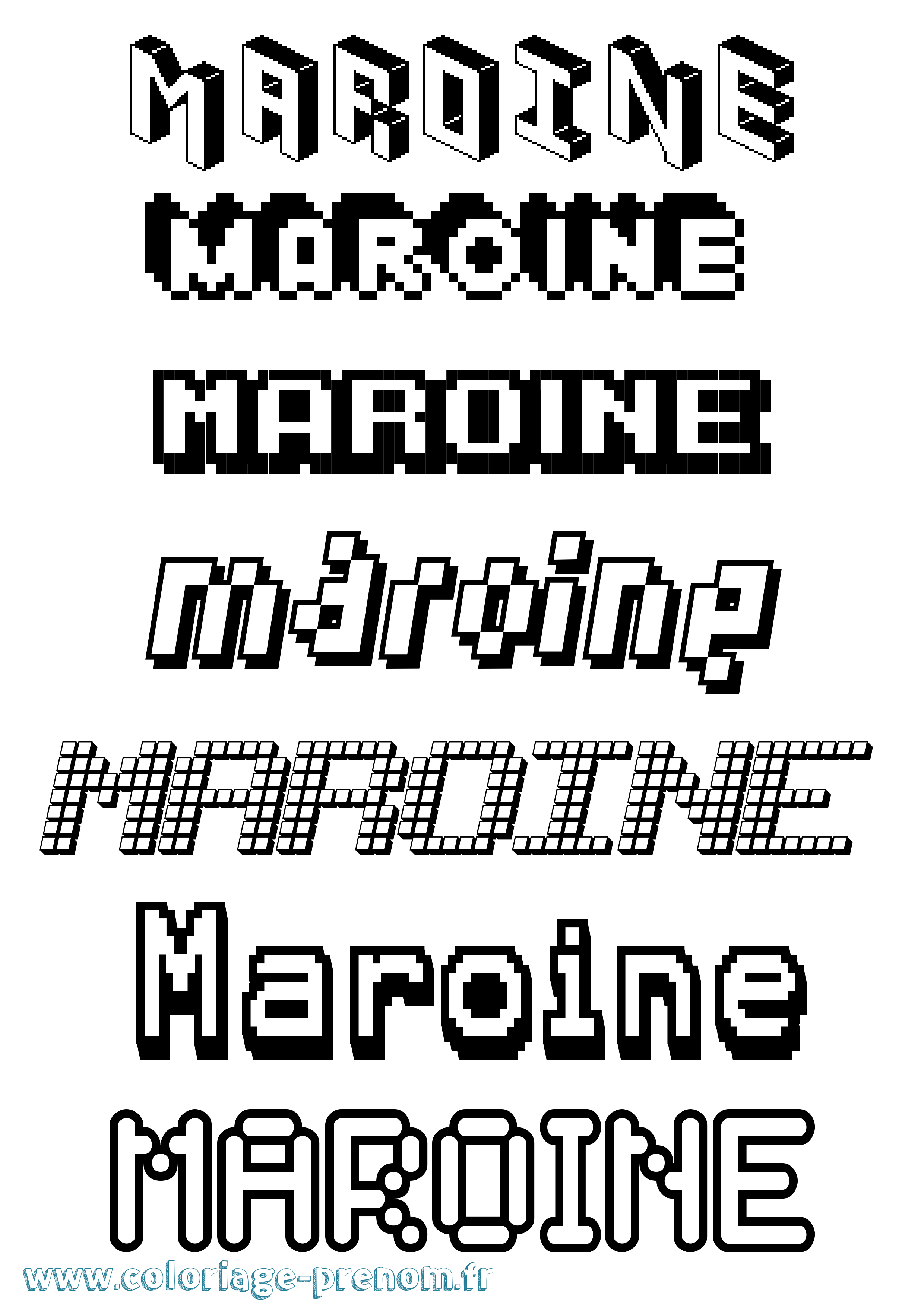 Coloriage prénom Maroine Pixel