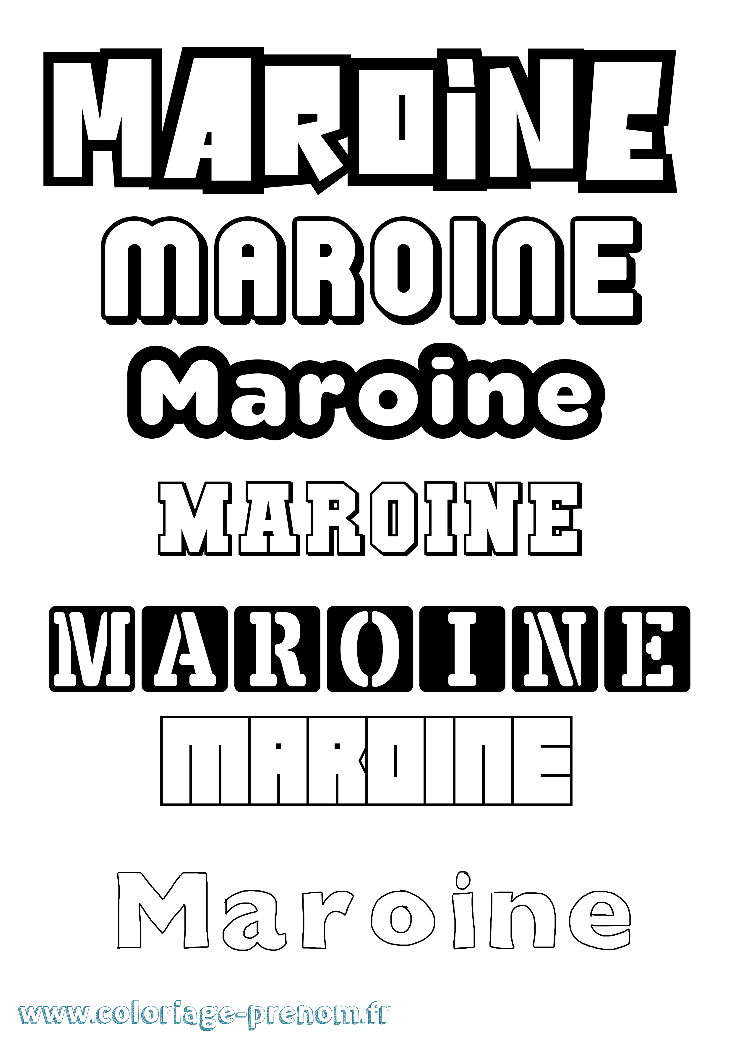 Coloriage prénom Maroine Simple