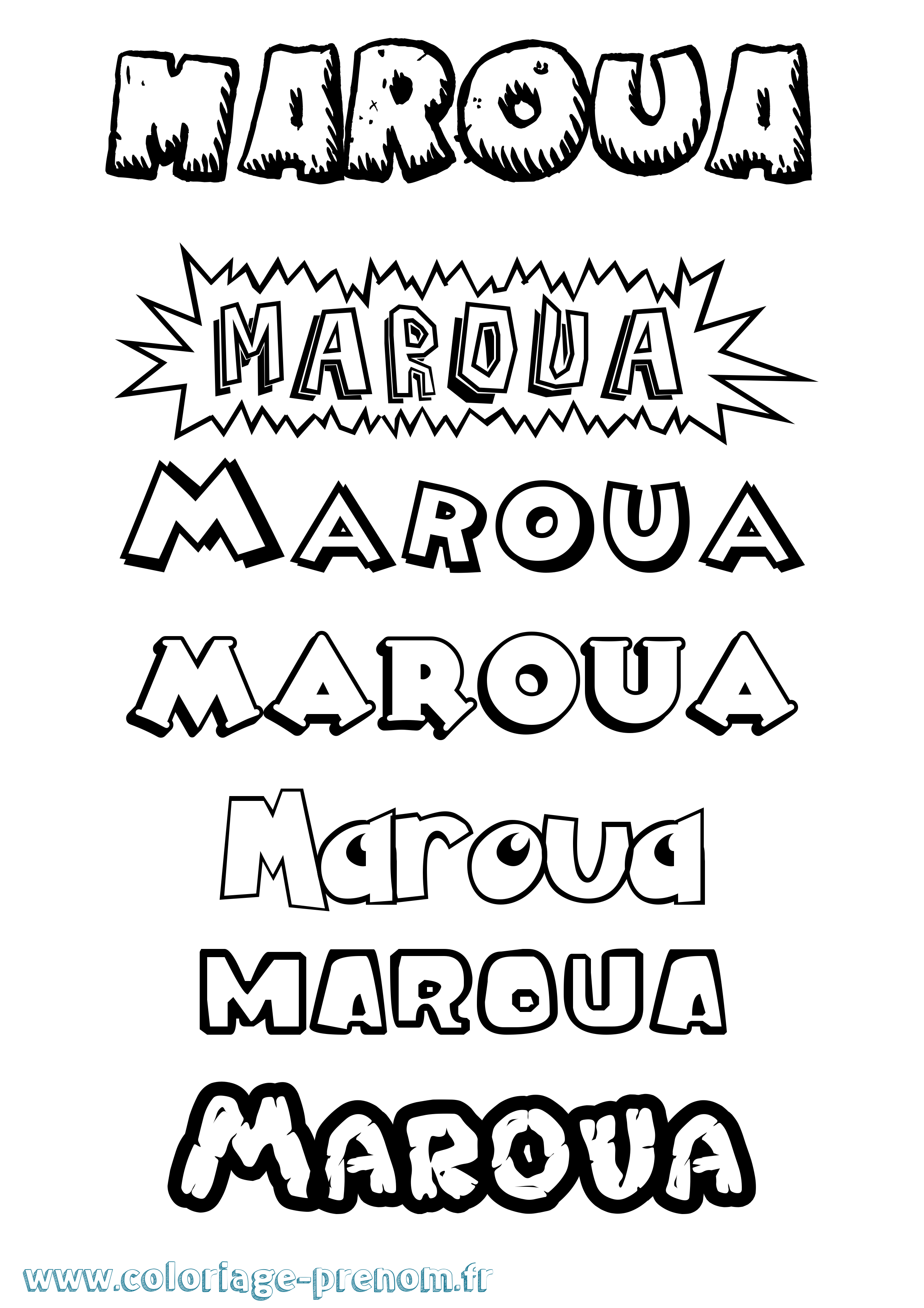 Coloriage prénom Maroua Dessin Animé