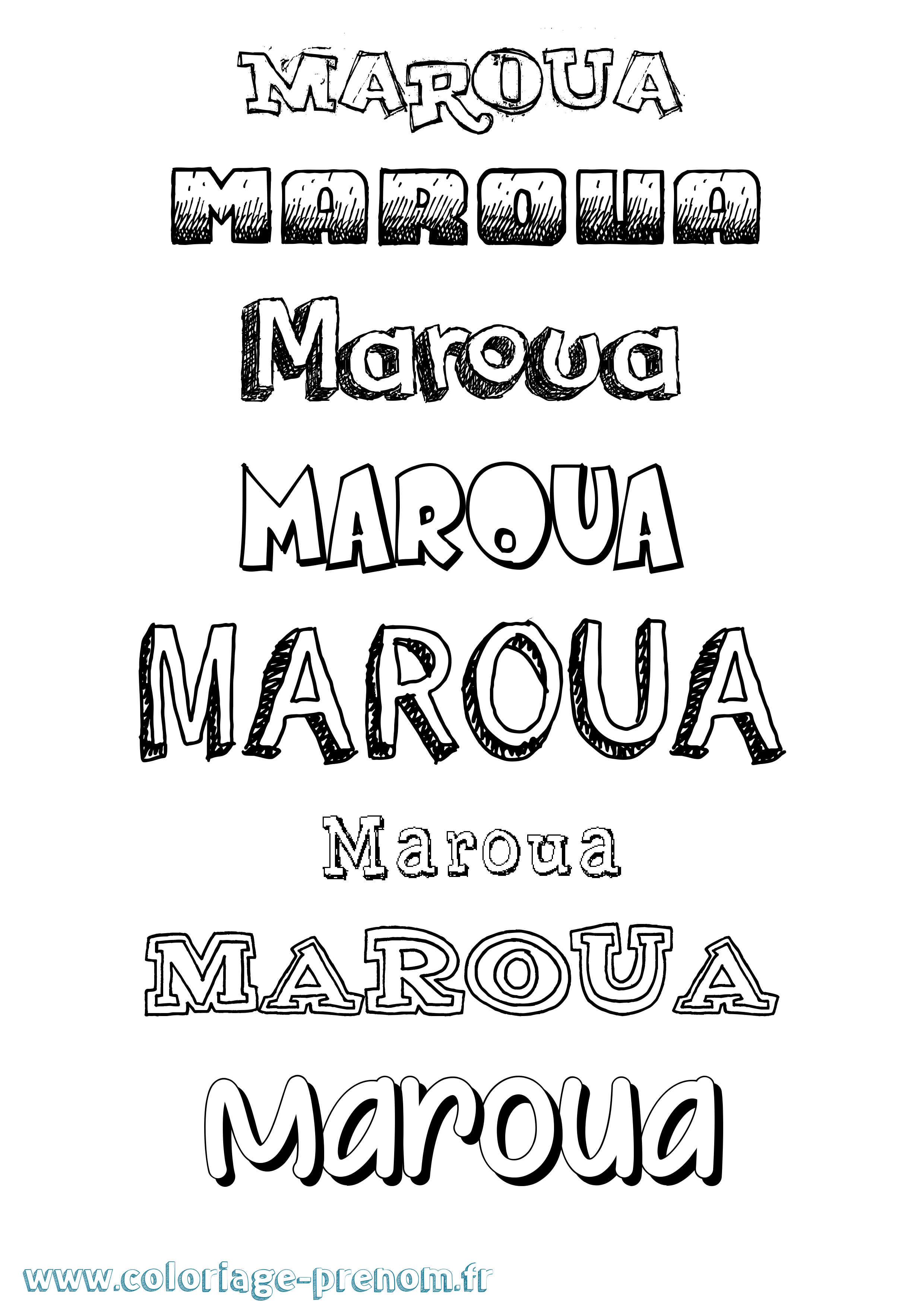 Coloriage prénom Maroua Dessiné