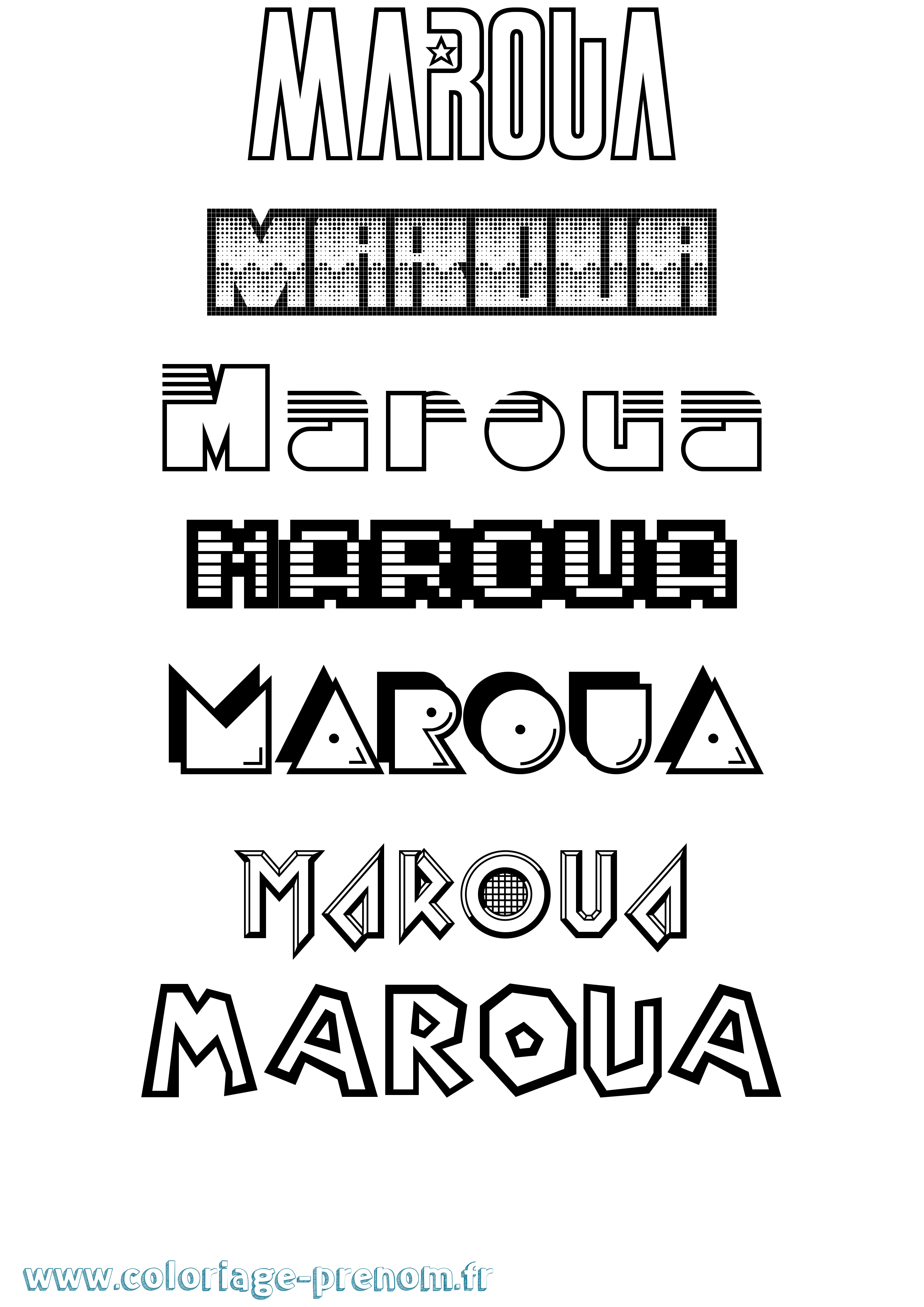 Coloriage prénom Maroua Jeux Vidéos