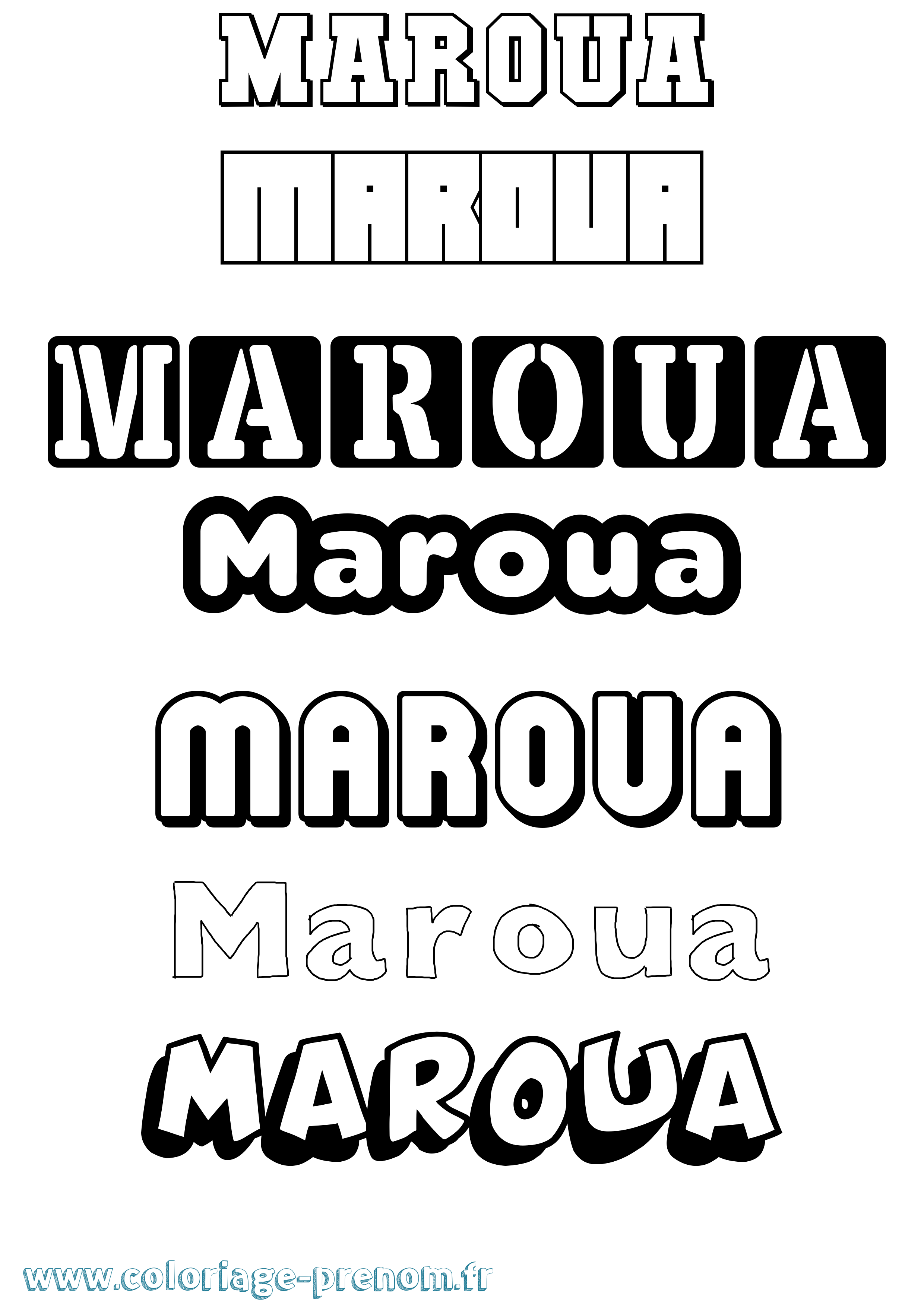 Coloriage prénom Maroua Simple