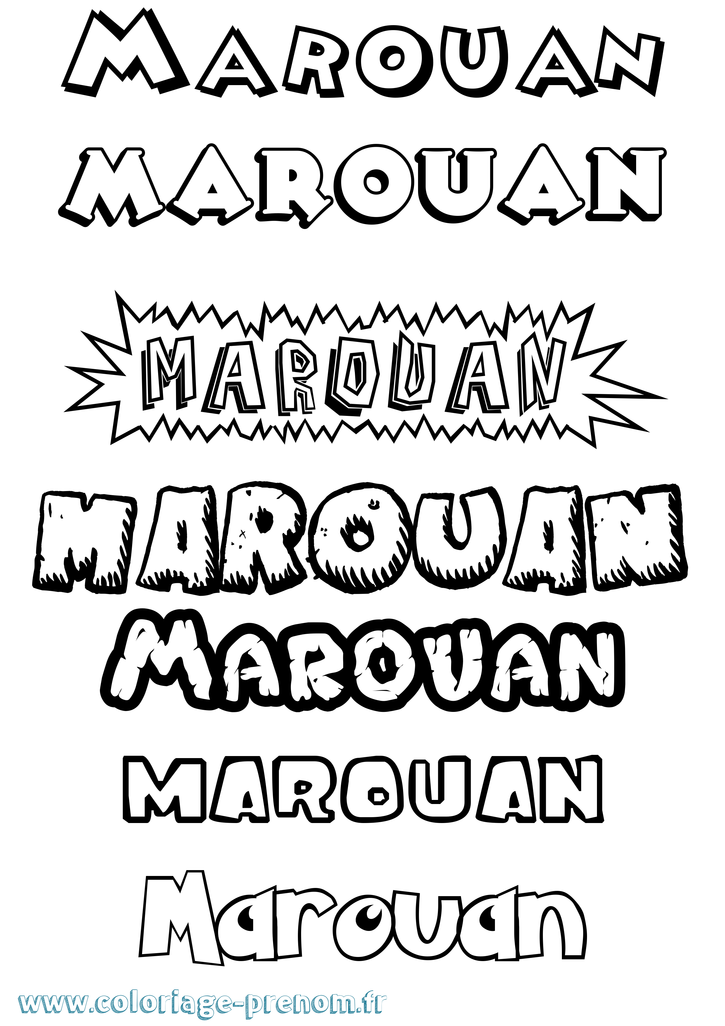 Coloriage prénom Marouan Dessin Animé
