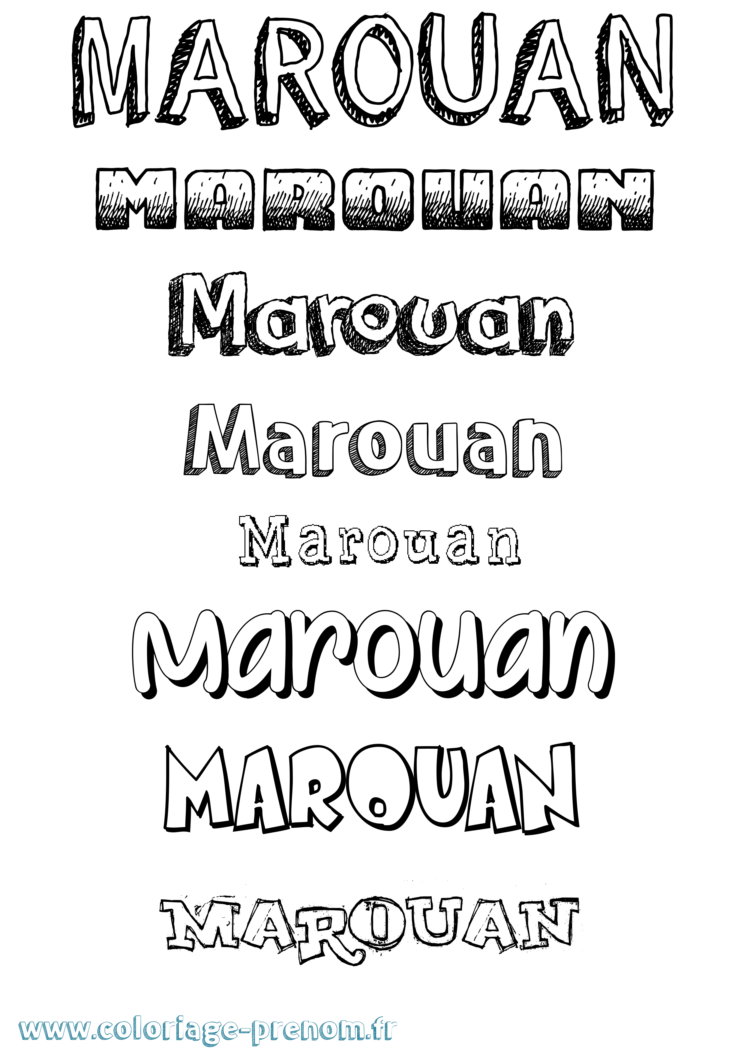Coloriage prénom Marouan Dessiné