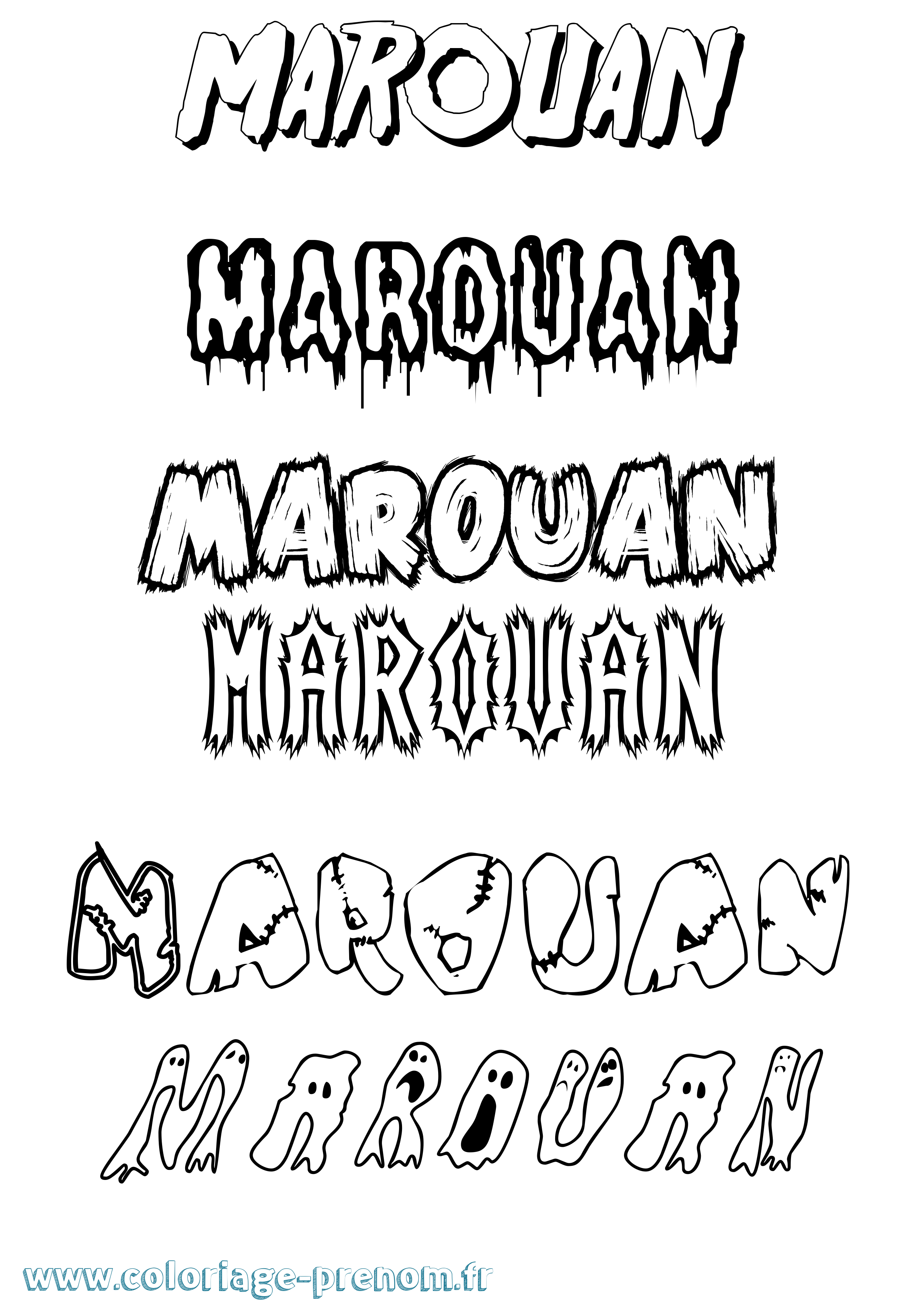 Coloriage prénom Marouan Frisson