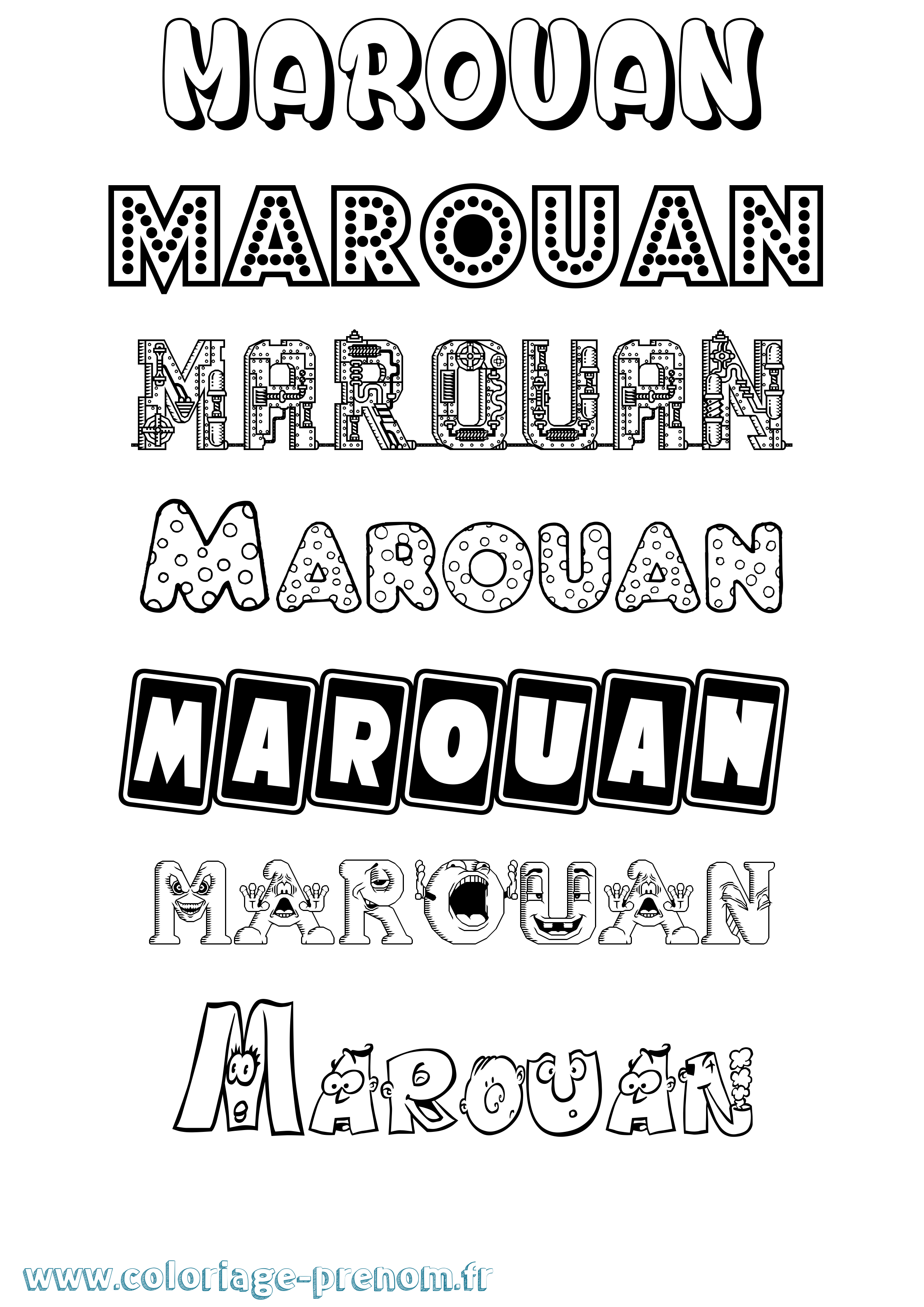 Coloriage prénom Marouan Fun