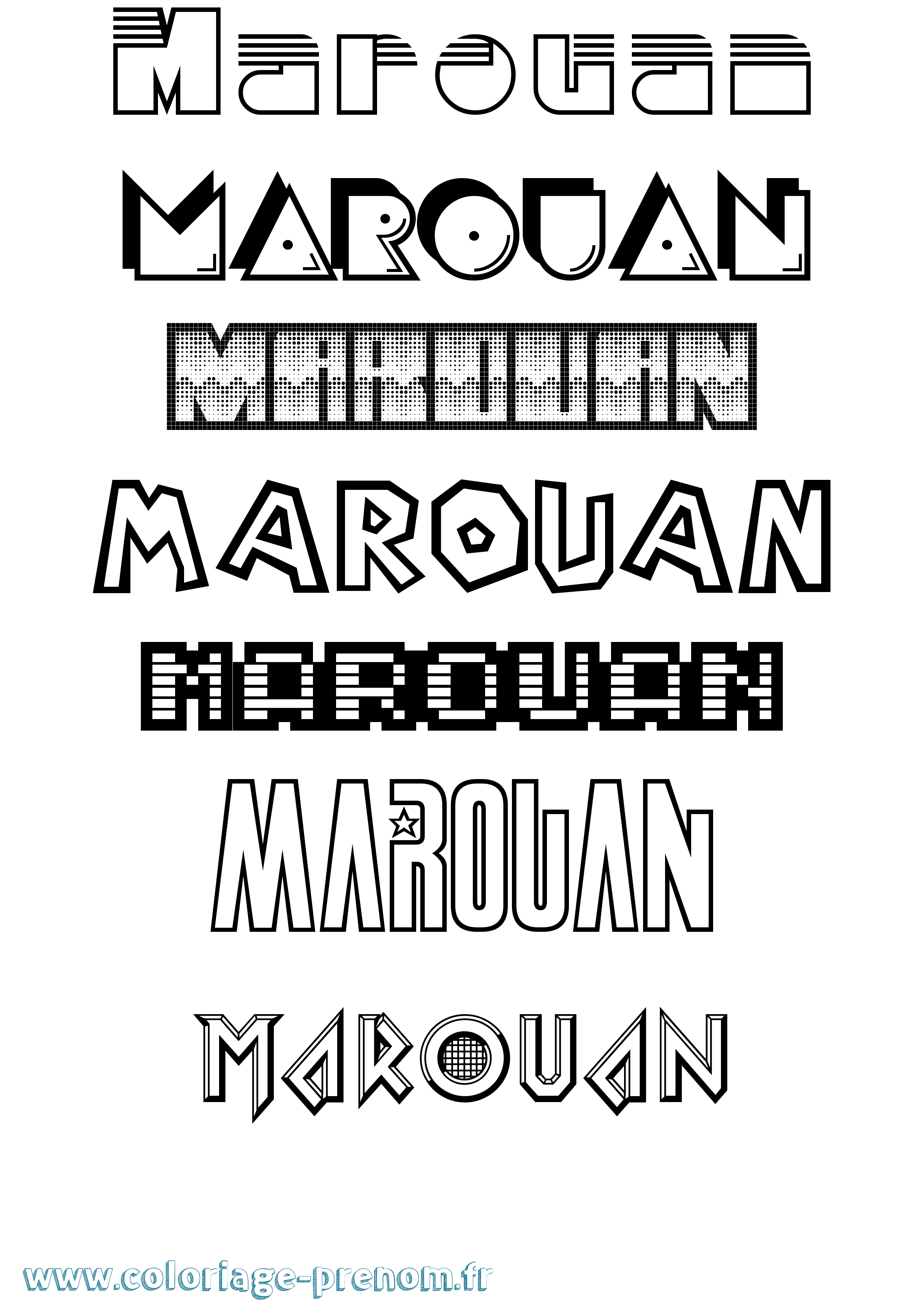 Coloriage prénom Marouan Jeux Vidéos