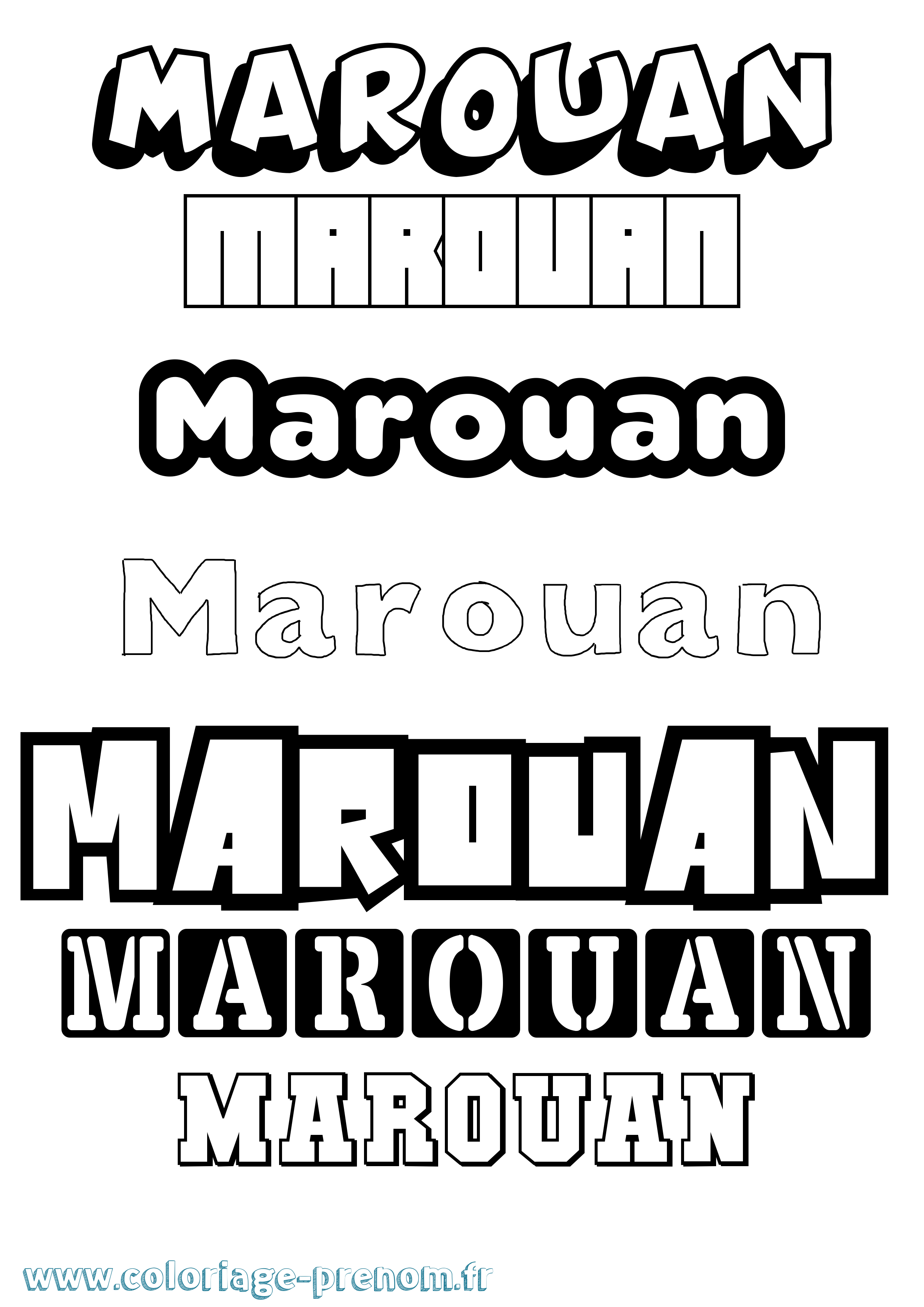 Coloriage prénom Marouan Simple